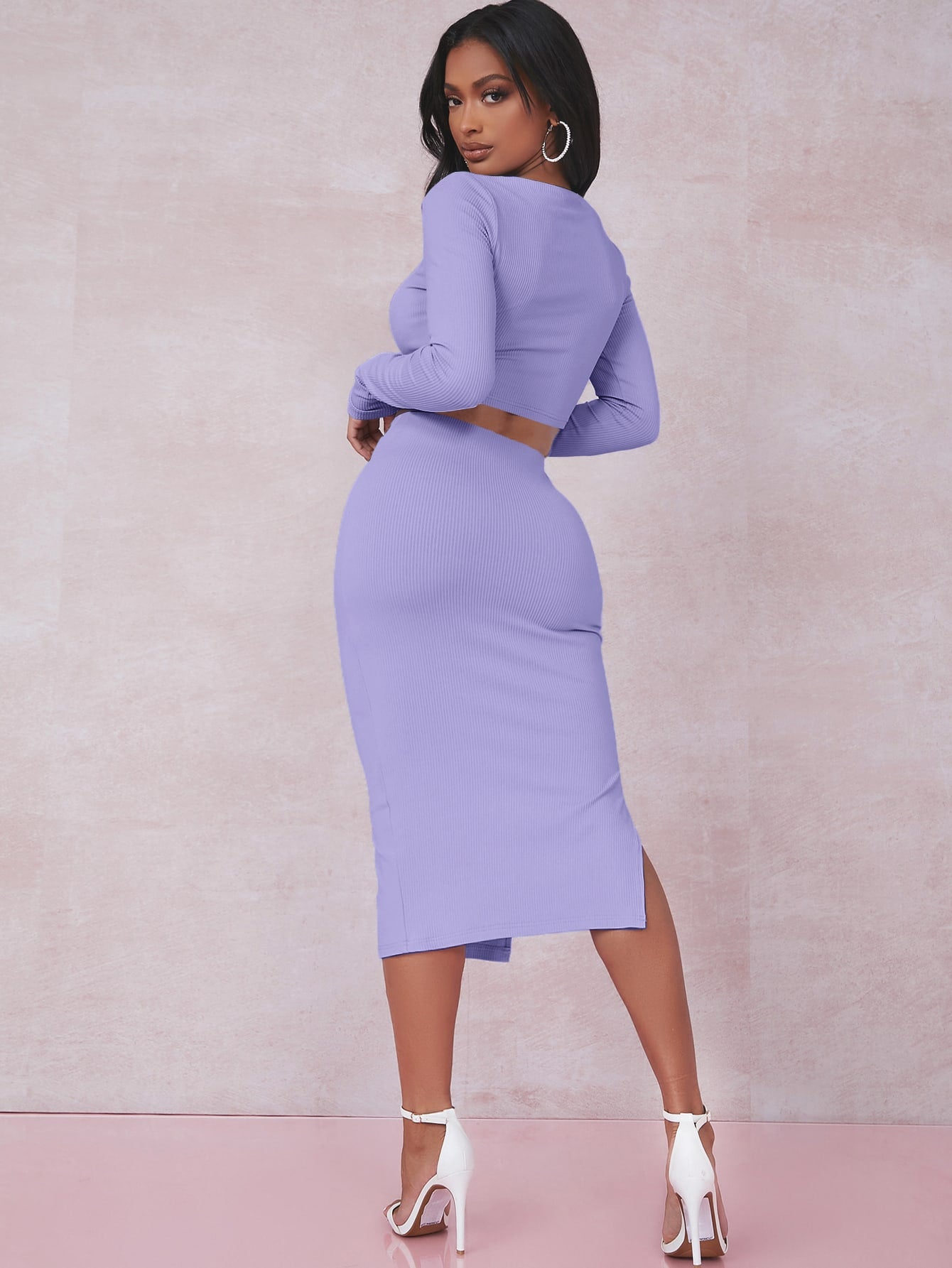 Crop T-Shirt & Rock Set mit Schlitz