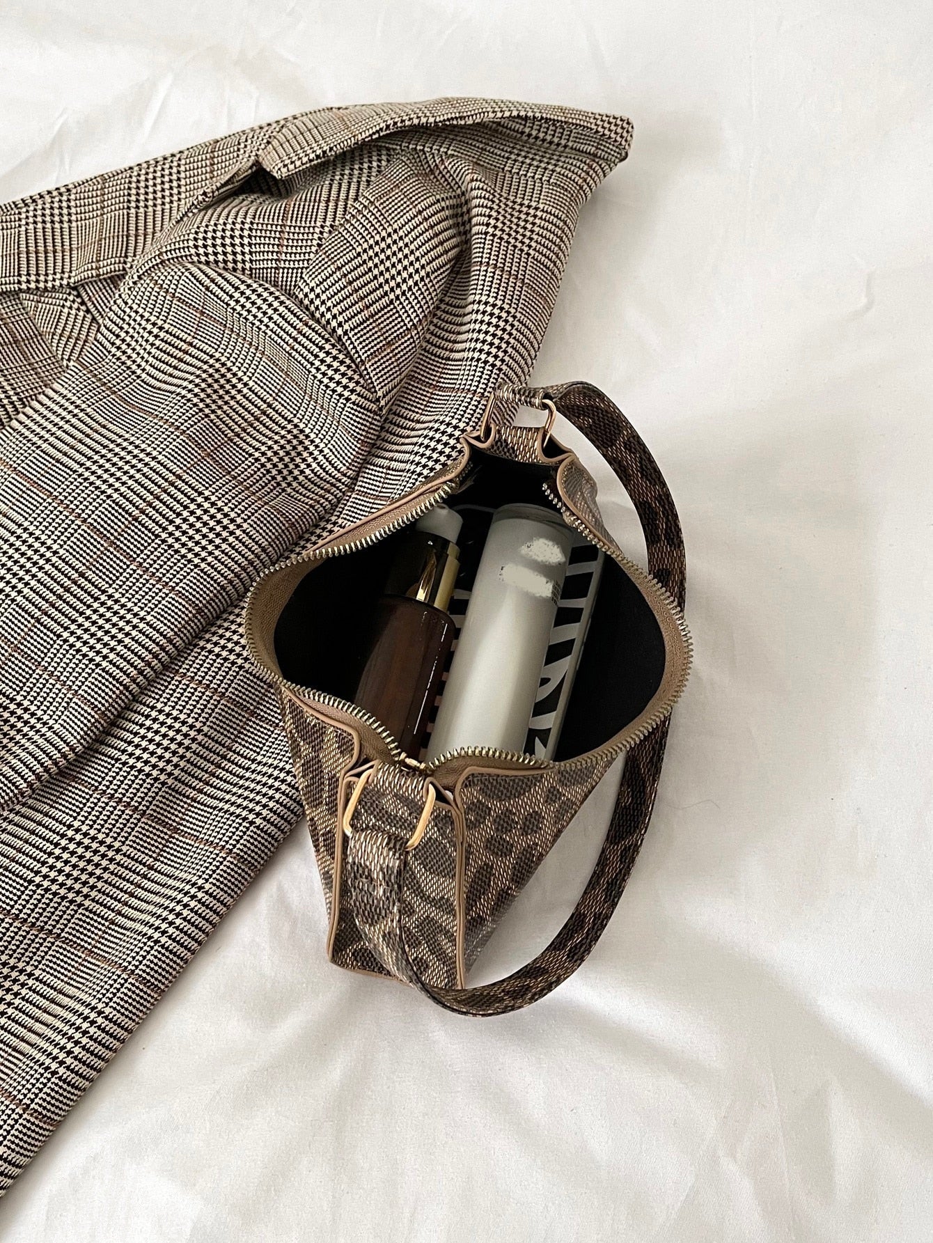 Baguette Tasche mit Leopard Muster