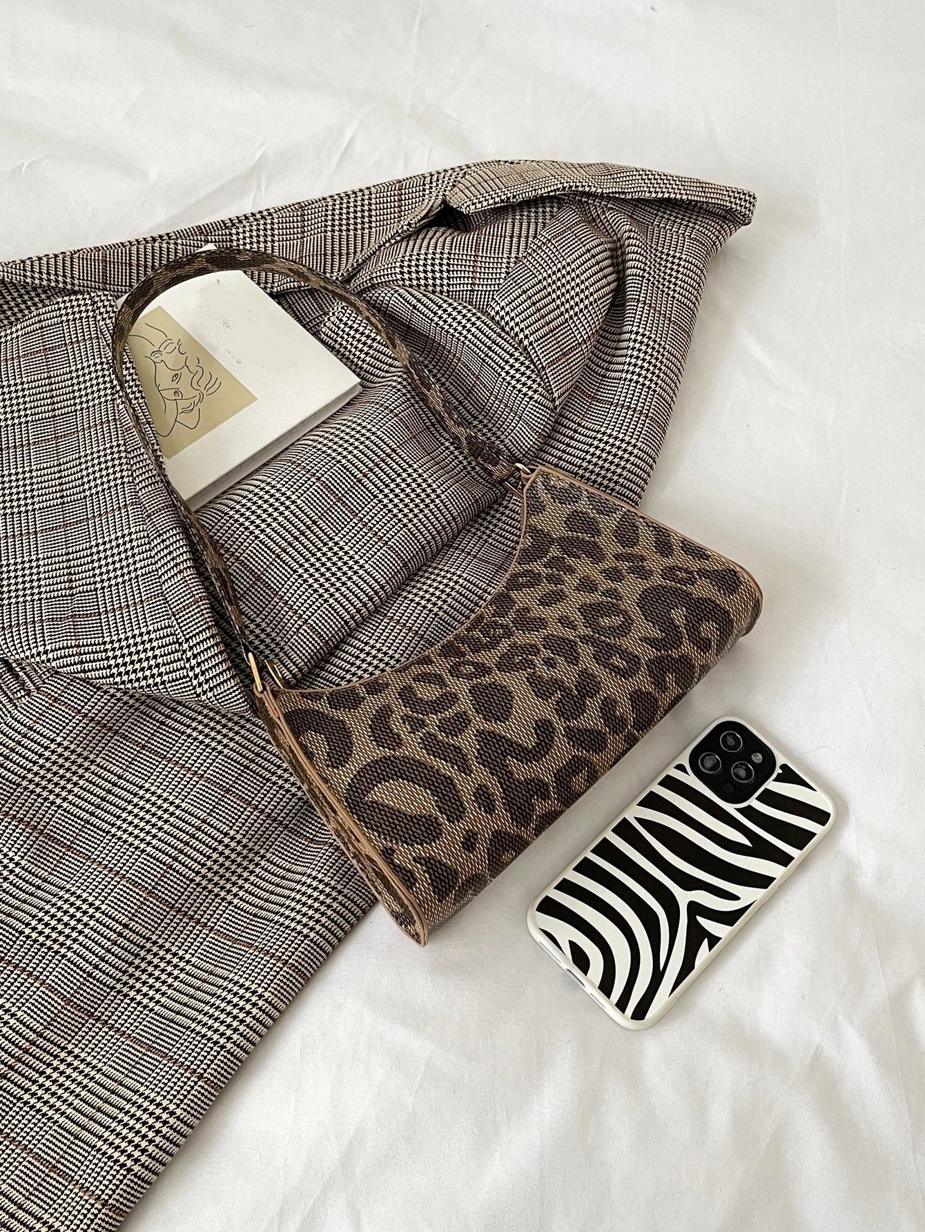 Baguette Tasche mit Leopard Muster