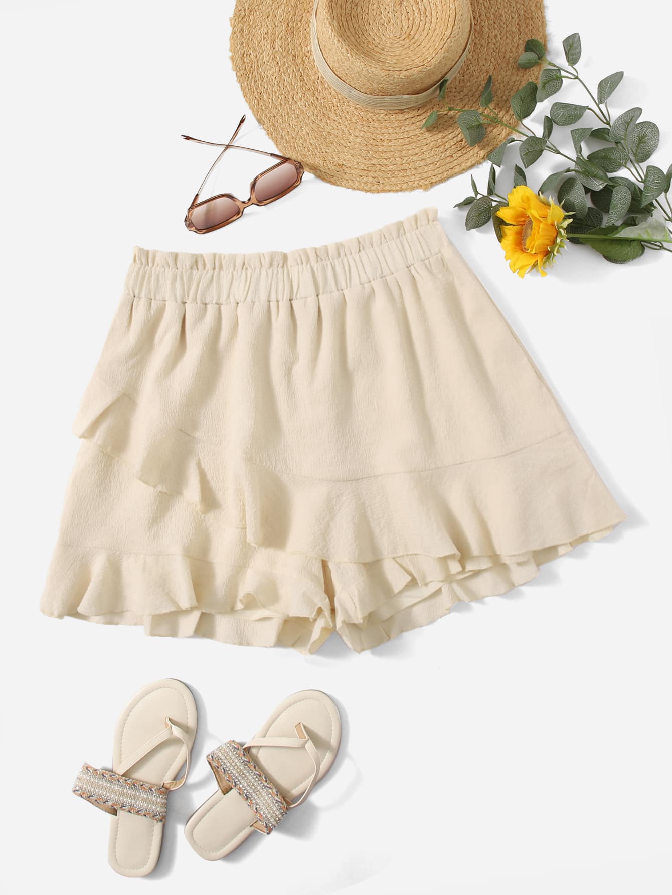 PLUSSIZE Hosenrock mit Papiertüten Taille, Rüschen