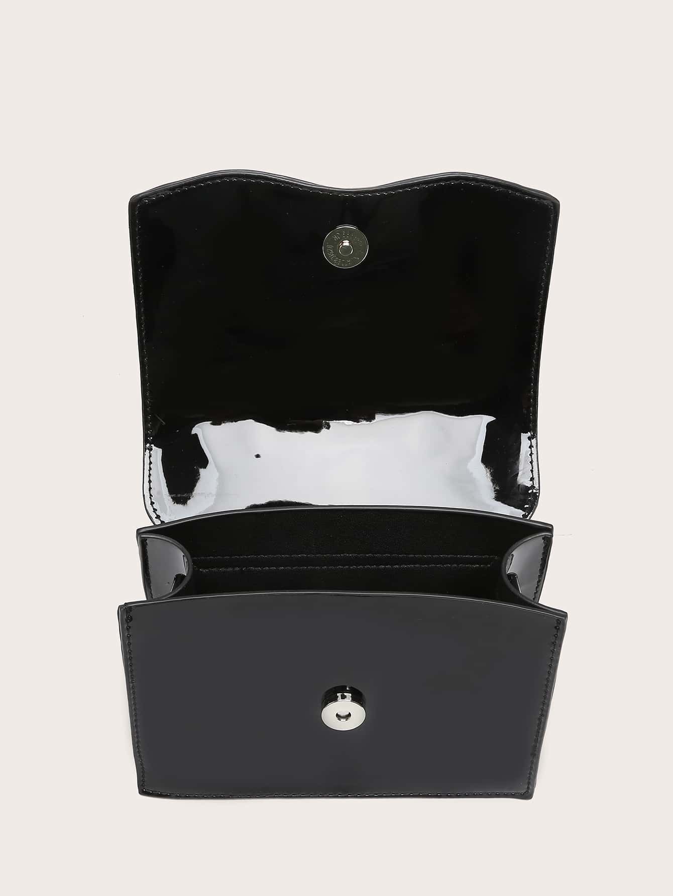 Quadratische Tasche mit Mini Strass, & Schleife Dekor, PU Klappe, für Täglich