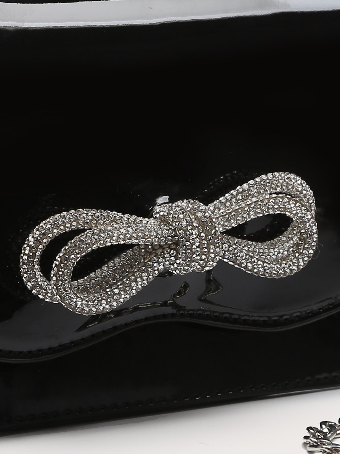 Quadratische Tasche mit Mini Strass, & Schleife Dekor, PU Klappe, für Täglich