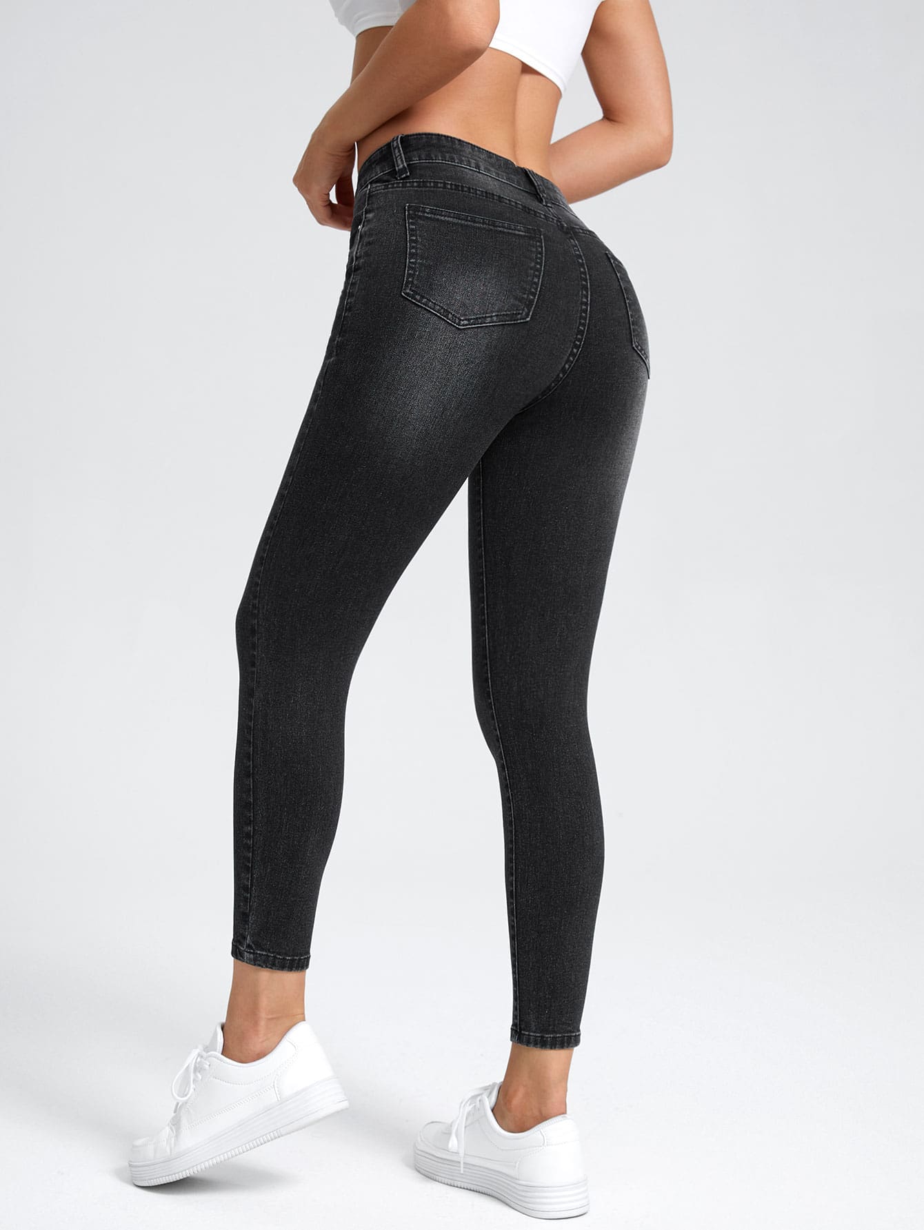 PETITE Schmale Jeans mit hoher Taille, Wäsche