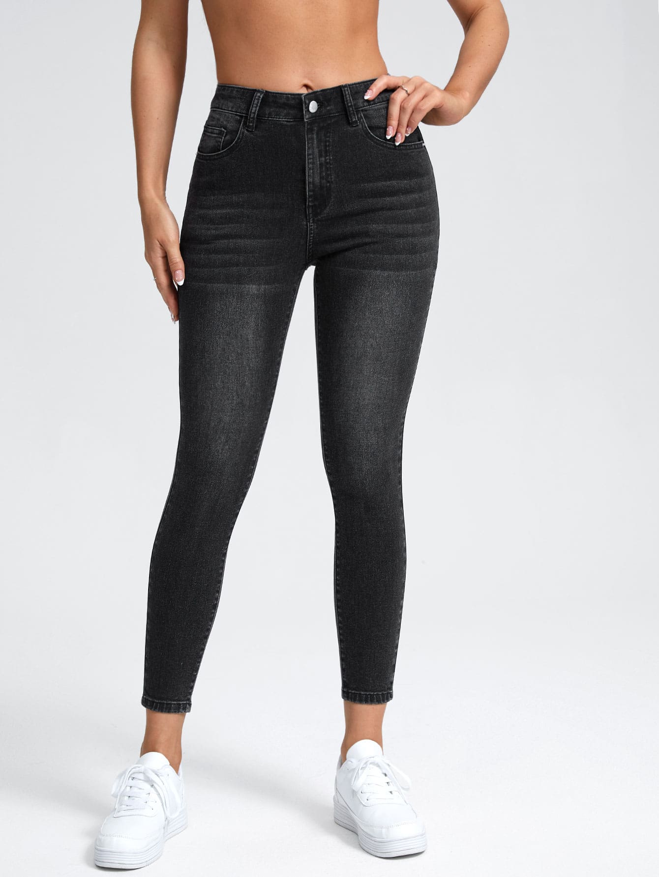 PETITE Schmale Jeans mit hoher Taille, Wäsche