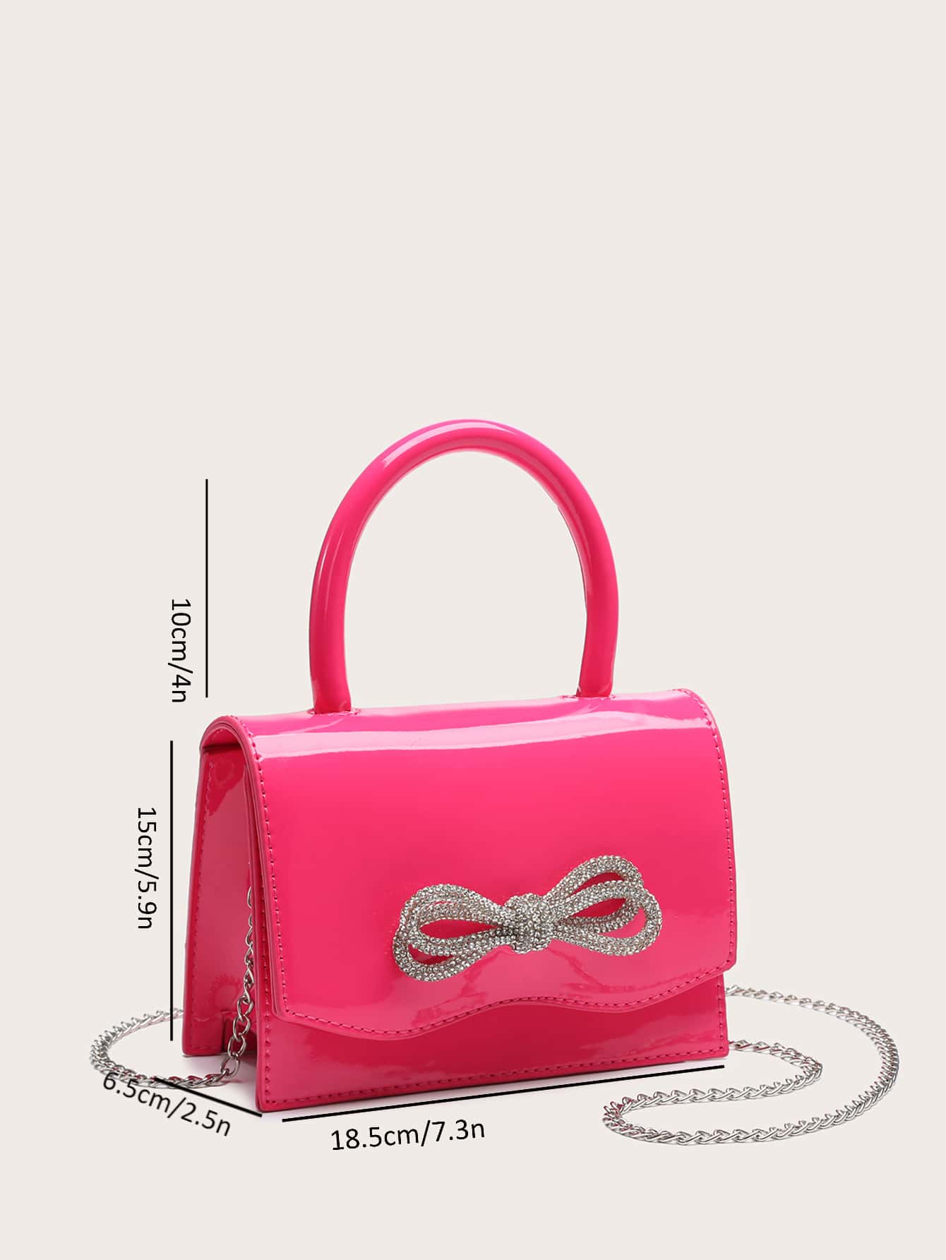 Quadratische Tasche mit Mini Strass, & Schleife Dekor, PU Klappe, für Täglich