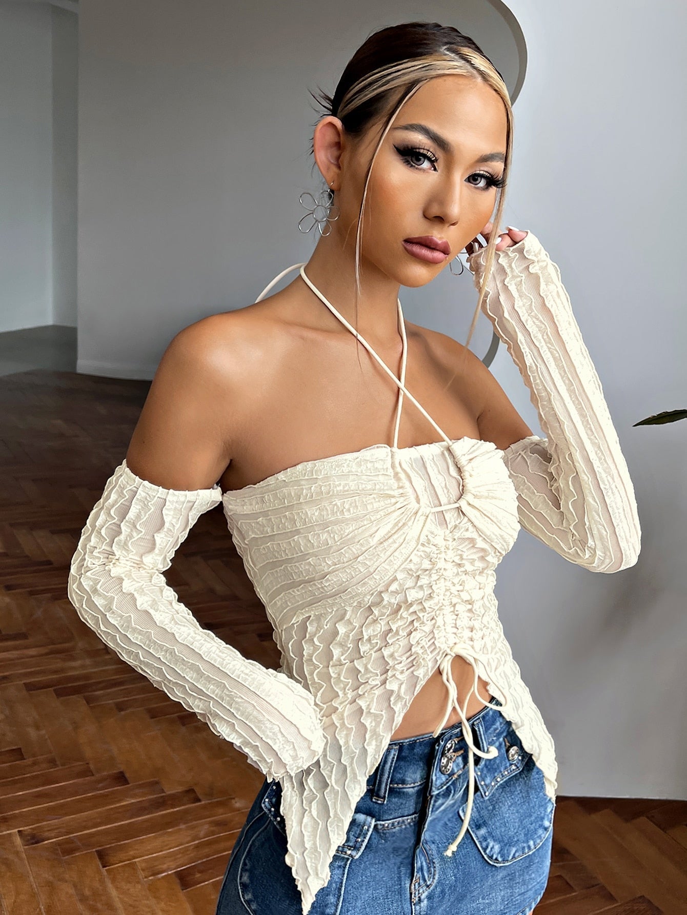 Top mit Tunnelzug, Rüschen vorne