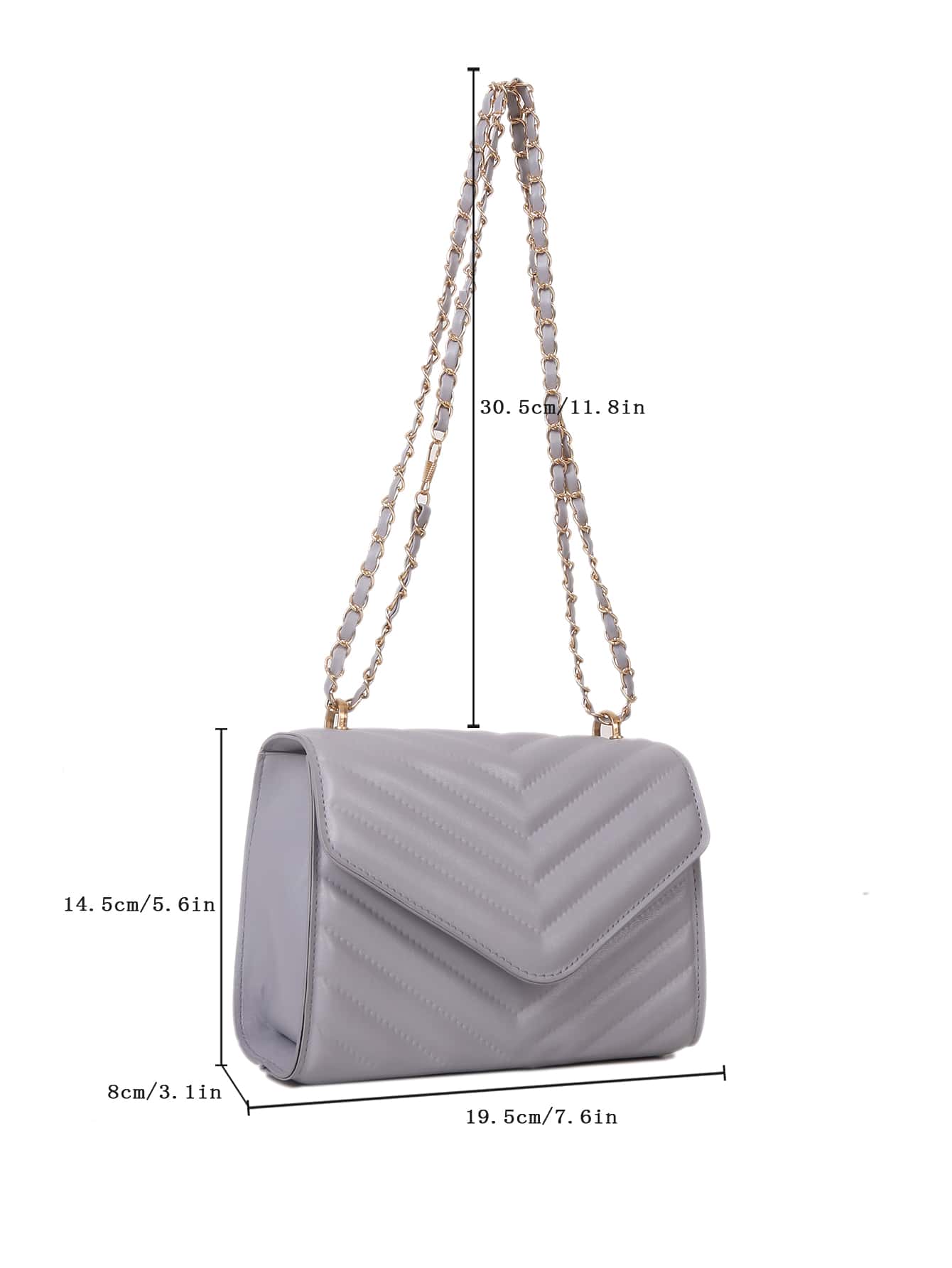 Quadratische Tasche mit Chevron Druckknopf