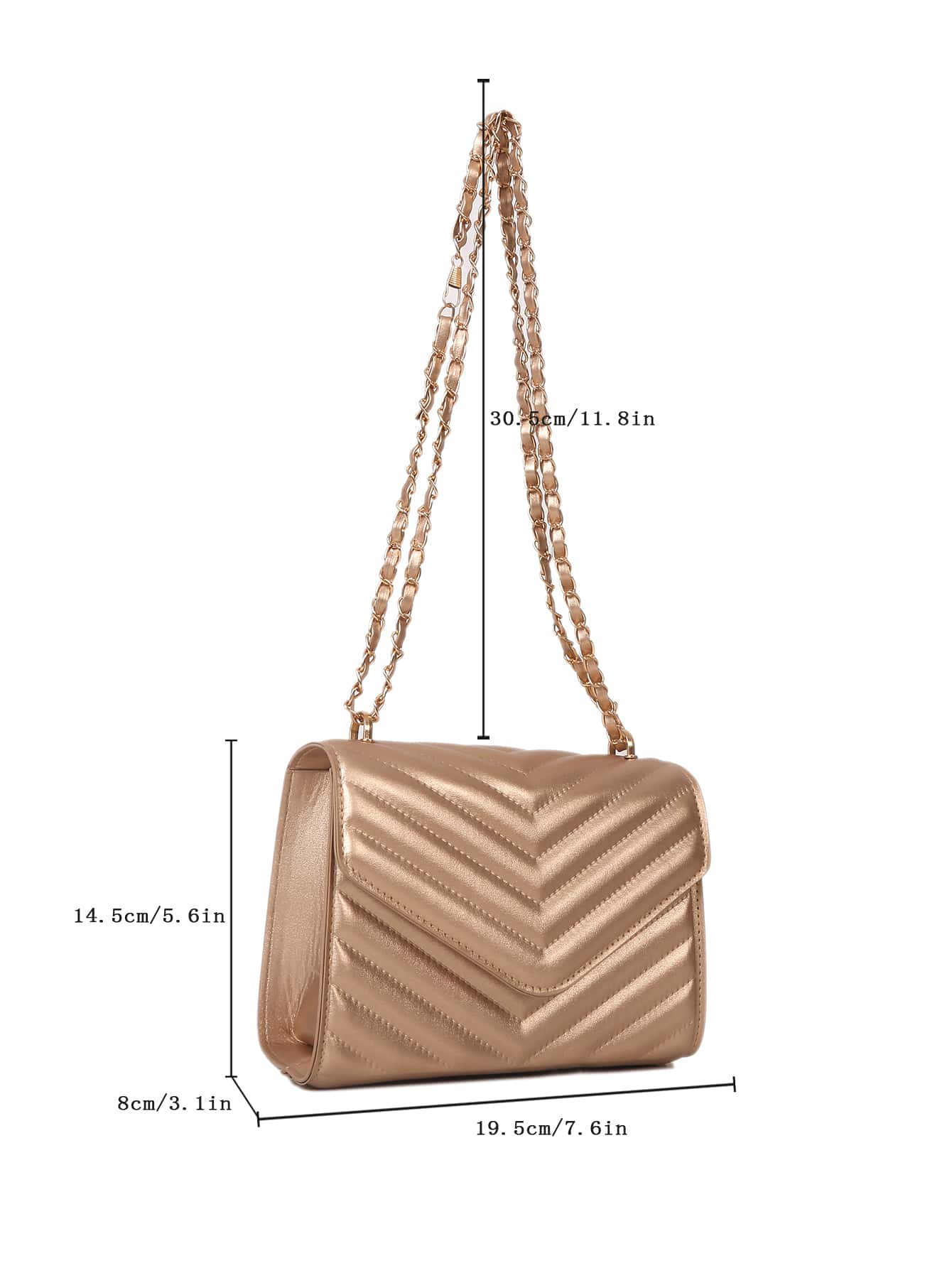 Quadratische Tasche mit Chevron Druckknopf