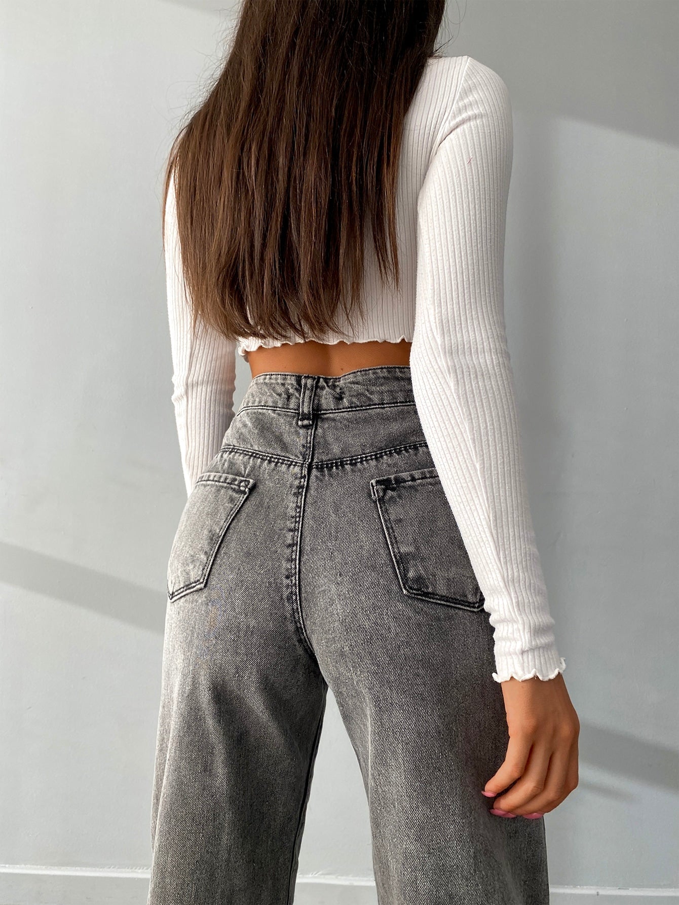 Jeans mit schrägen Taschen, Reißverschluss