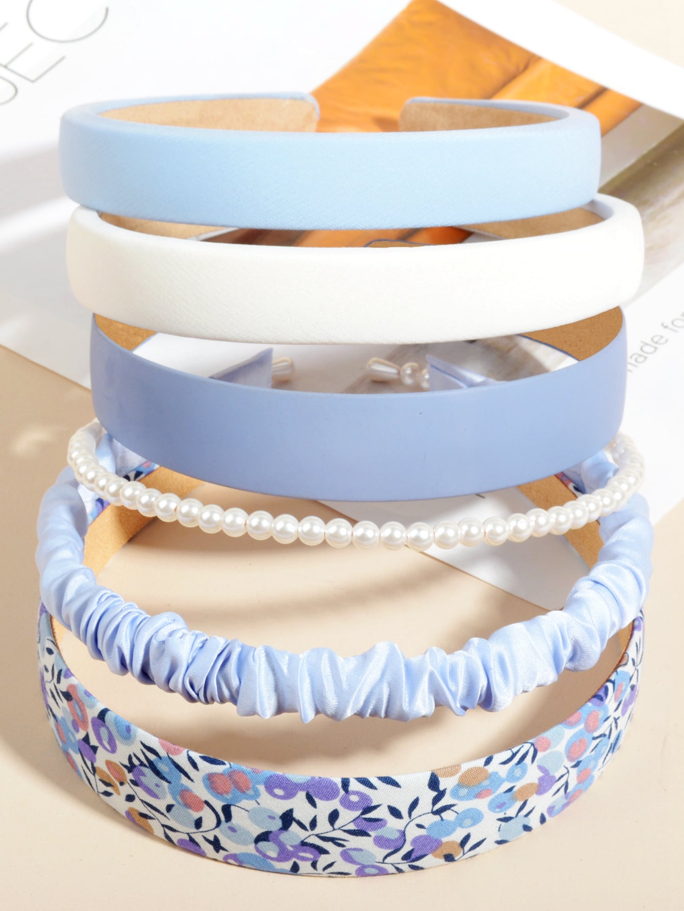 6 Stücke Stirnband mit Kunstperle Dekor