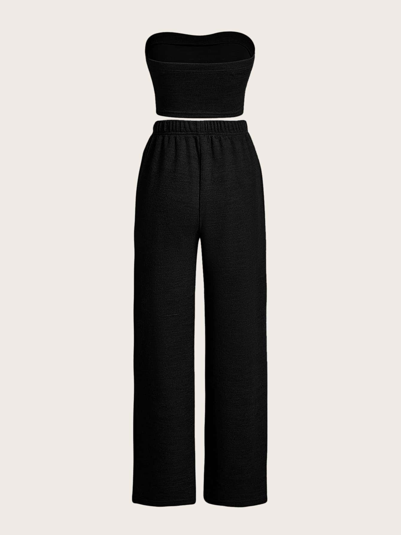 TRENDING Crop Tube Top & Hose mit weiten Beinen