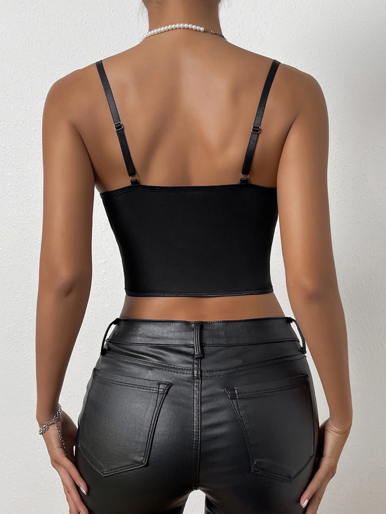 Crop Cami Top mit Paillette, Mesh Vollbusiger