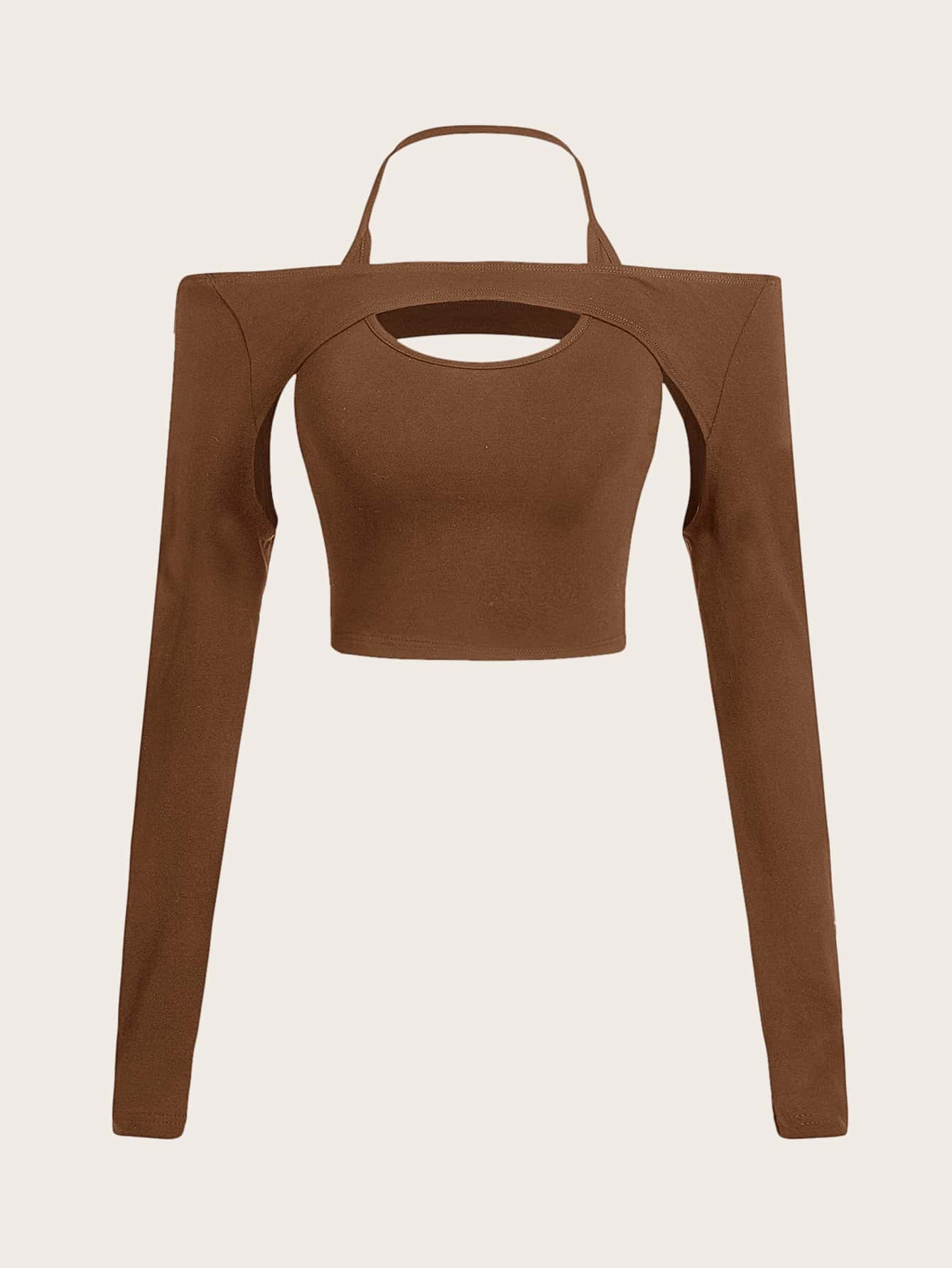 Crop T-Shirt mit Cut-Out, Neckholder