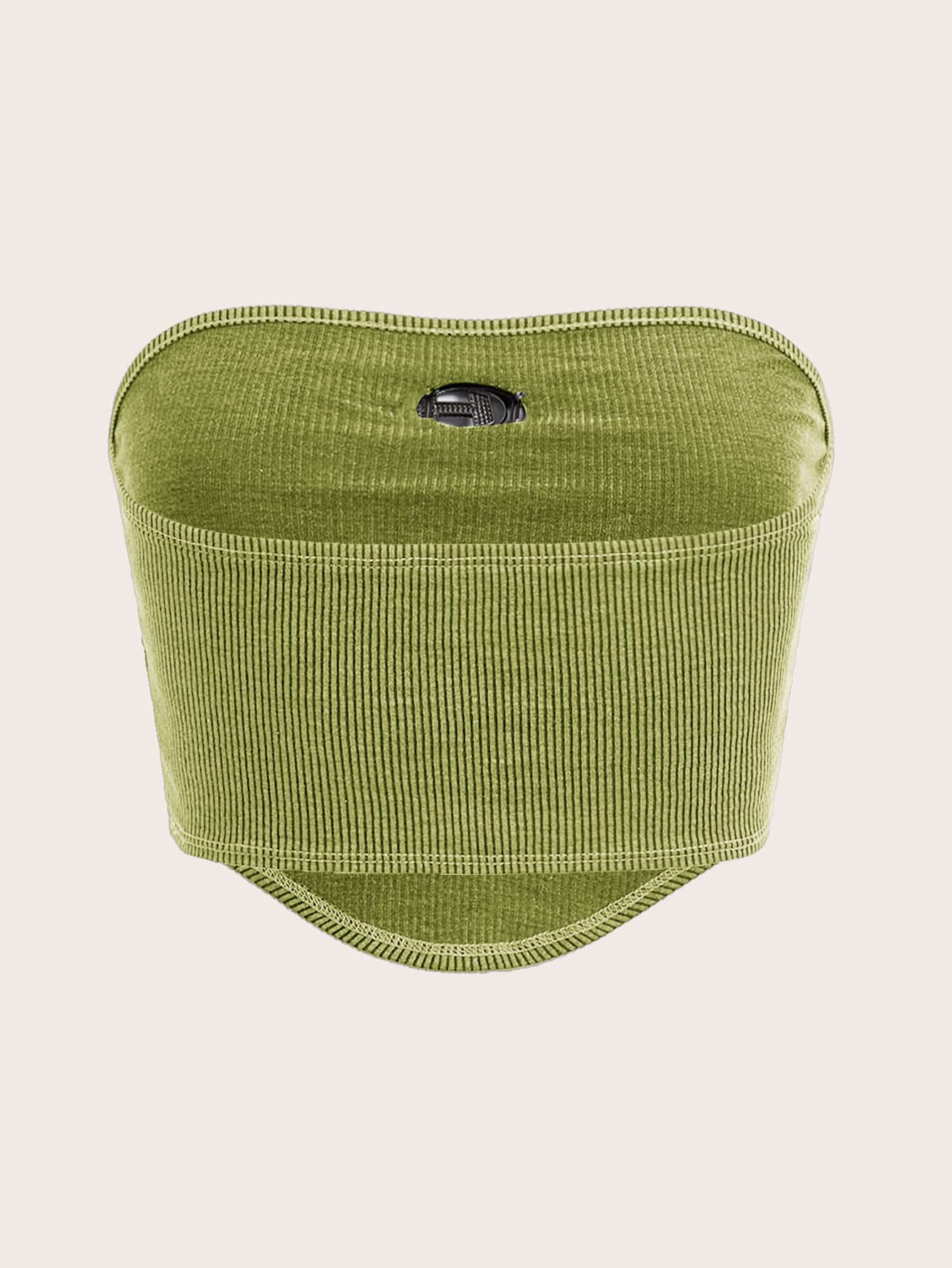 Crop Tube Top mit Rippenstrick Strass, Ring Dekor, Bandana Saum