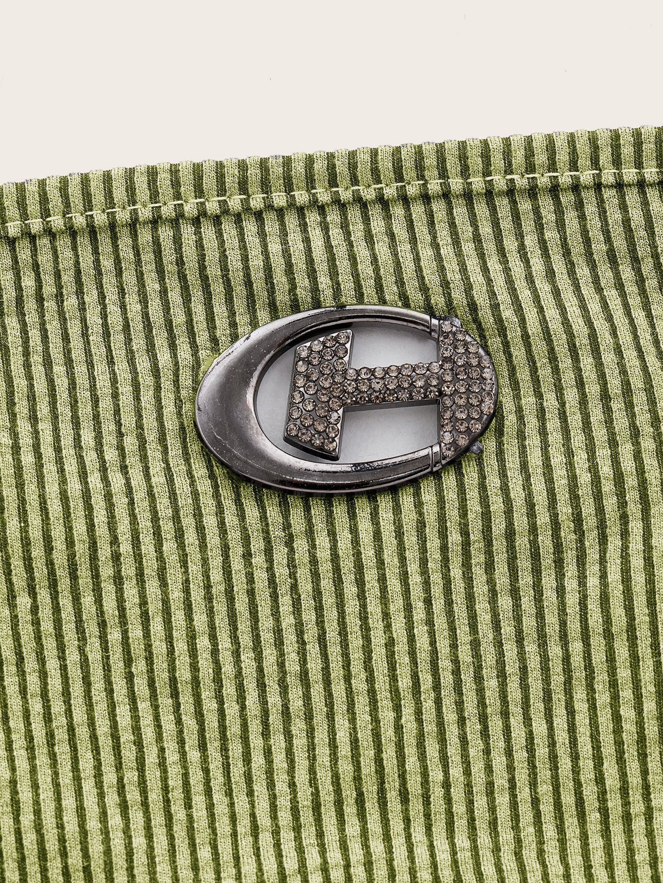 Crop Tube Top mit Rippenstrick Strass, Ring Dekor, Bandana Saum