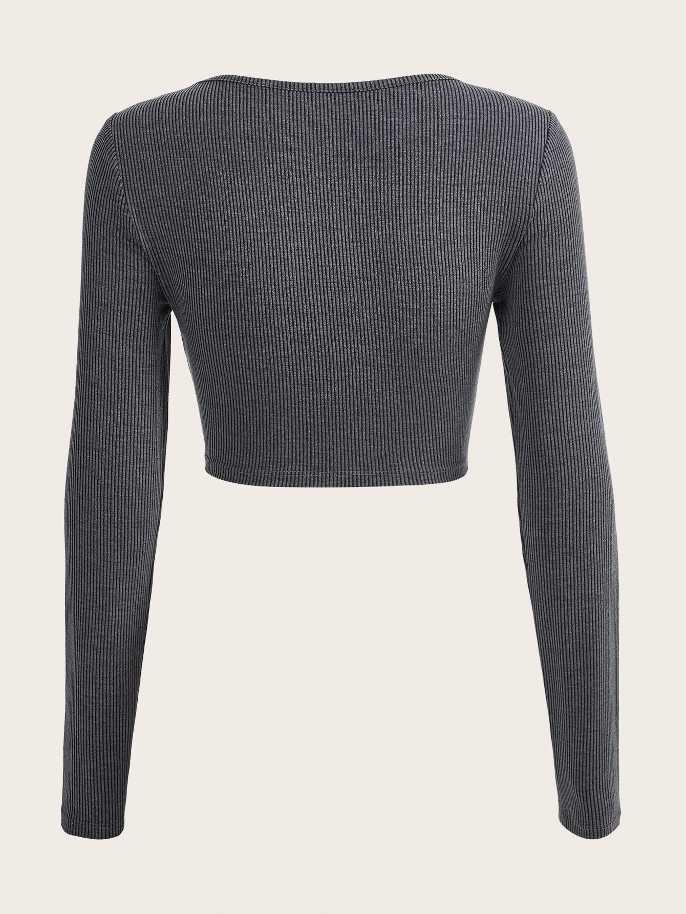 Crop T-Shirt mit Strass, Metall Dekor, U-Ausschnitt, asymmetrischem Saum