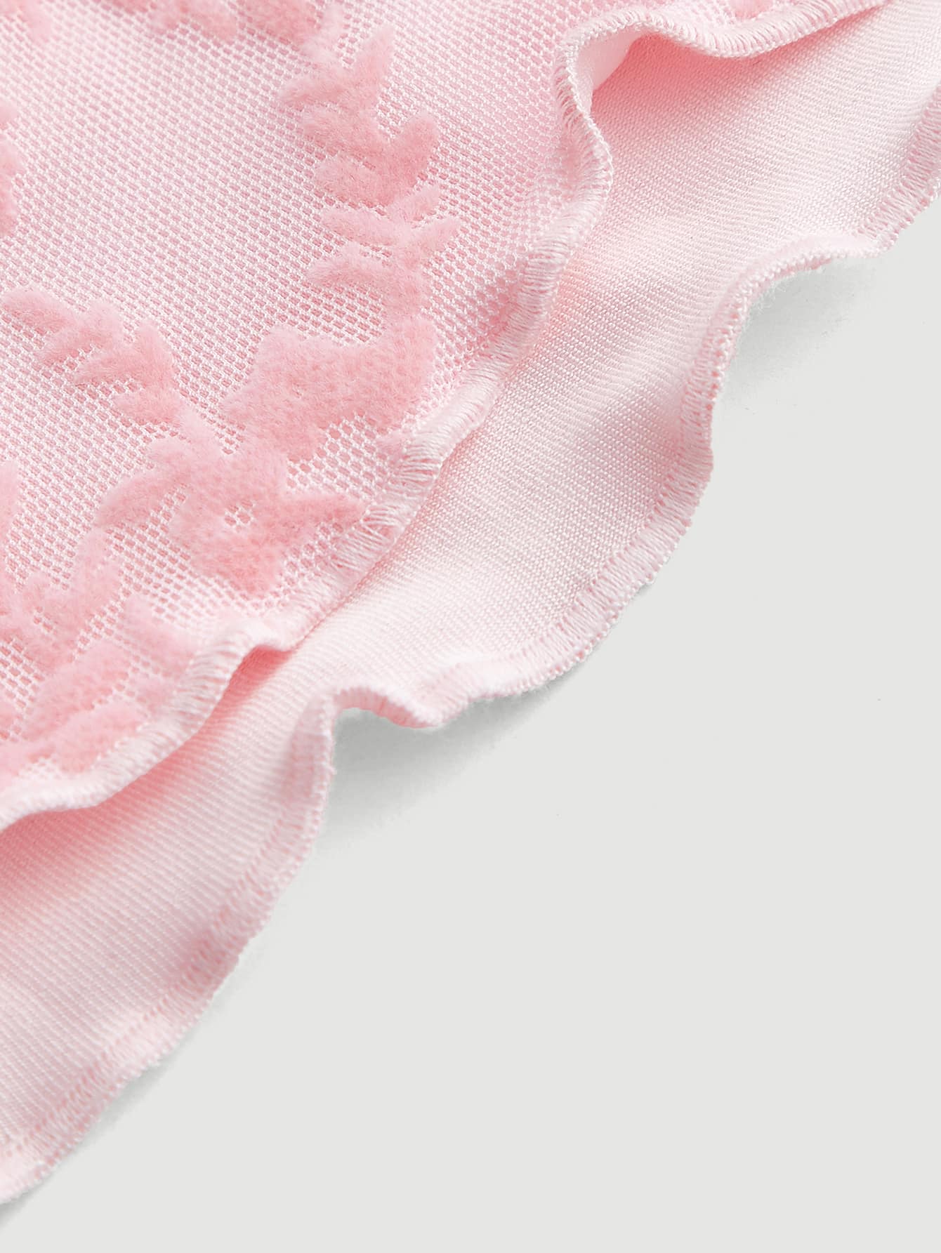 Crop T-Shirt mit Blume Muster, Rüschenbesatz,