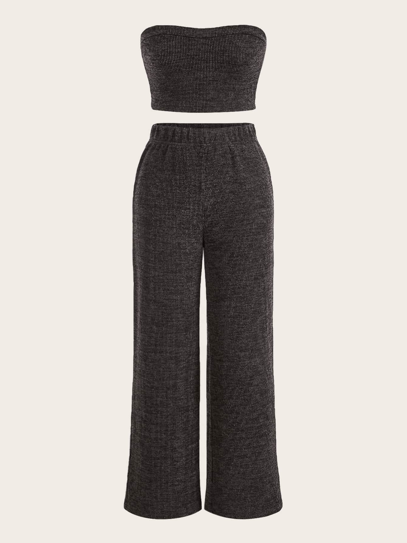 TRENDING Crop Tube Top & Hose mit weiten Beinen