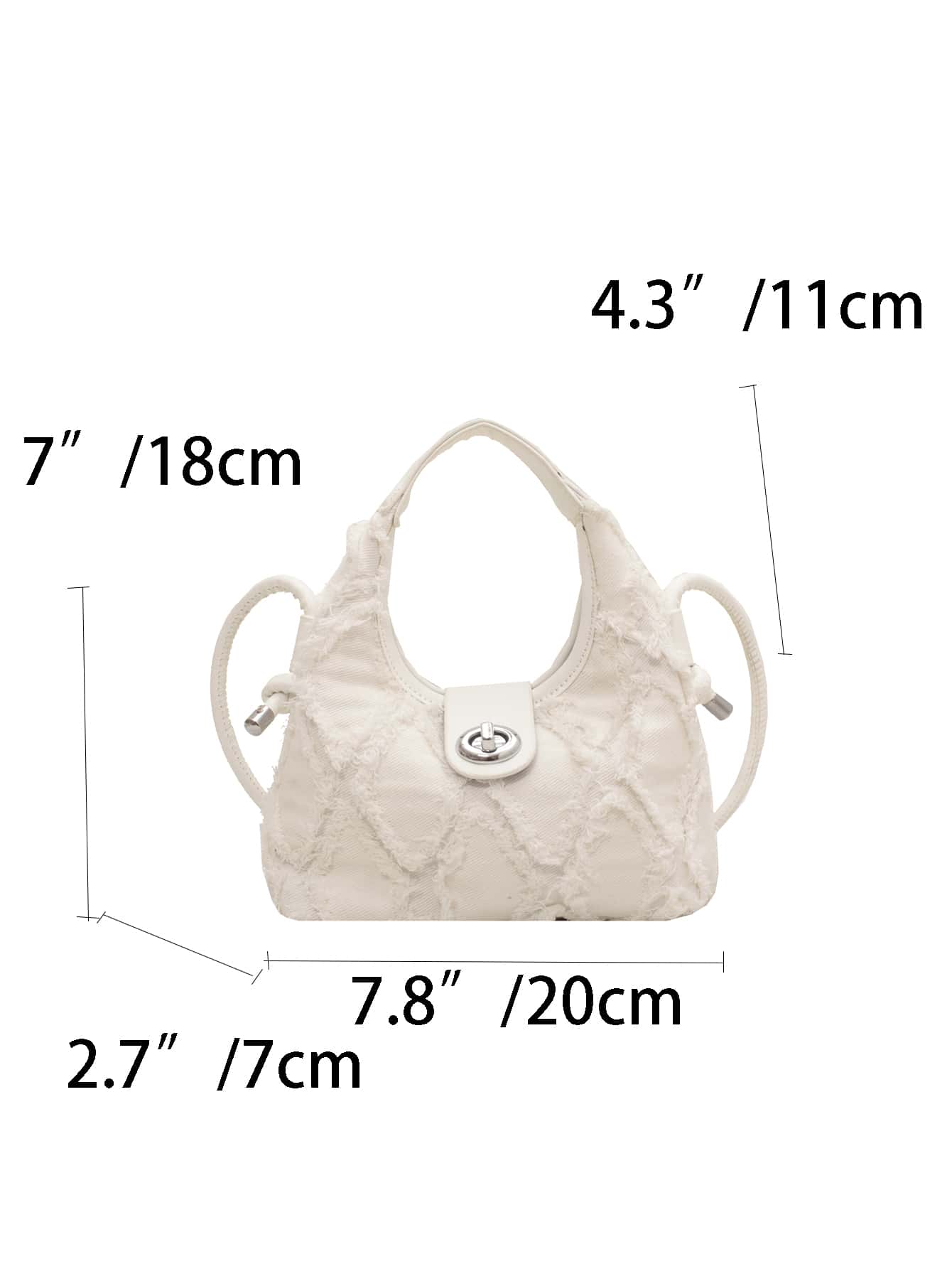 Hobo Tasche mit Mini unbearbeitetem Saum, Drehverschluss