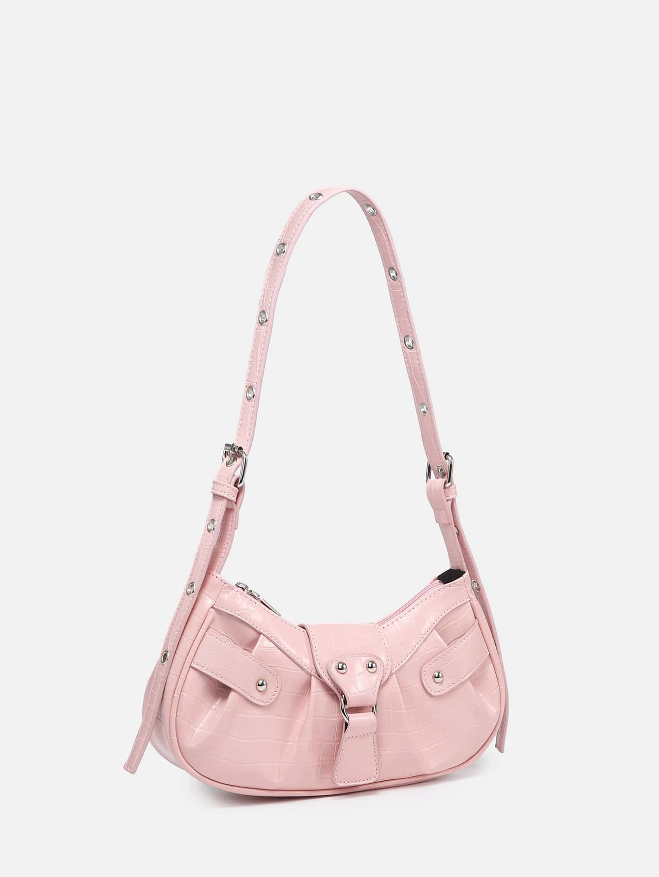 Geraffte Tasche mit Nieten Dekor