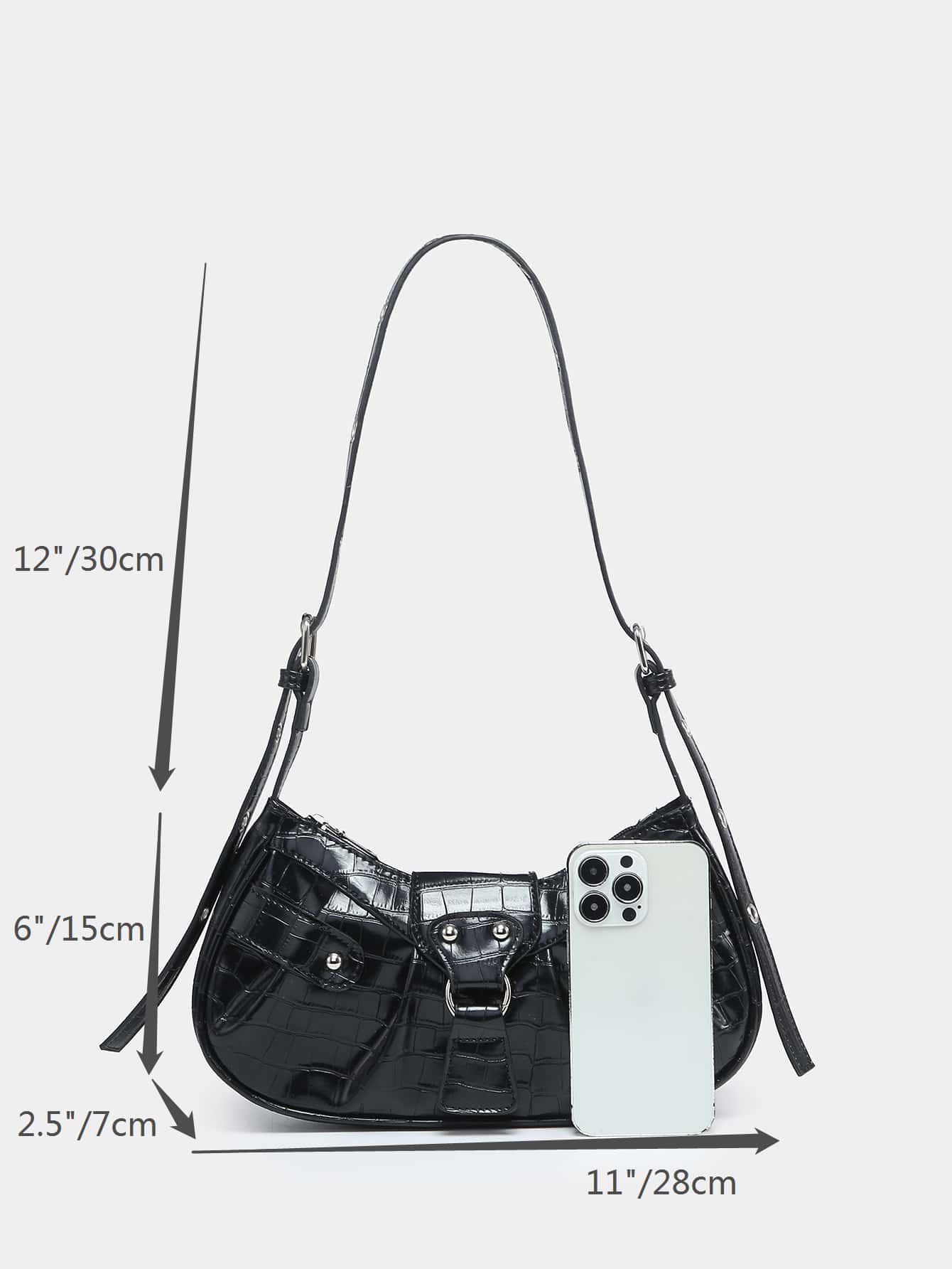 Geraffte Tasche mit Nieten Dekor