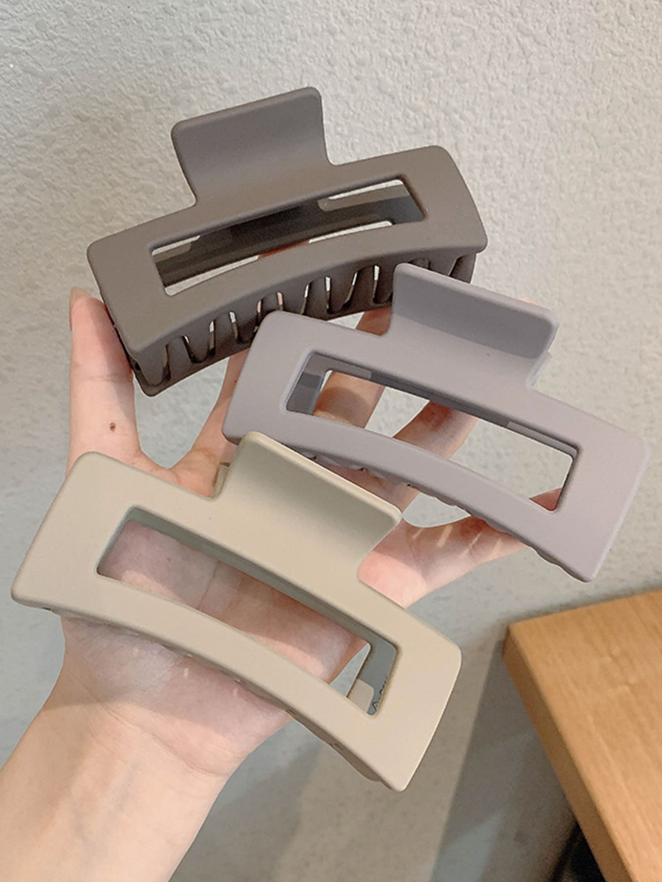 3 Stücke Haarklammer mit Loch, Rechteck