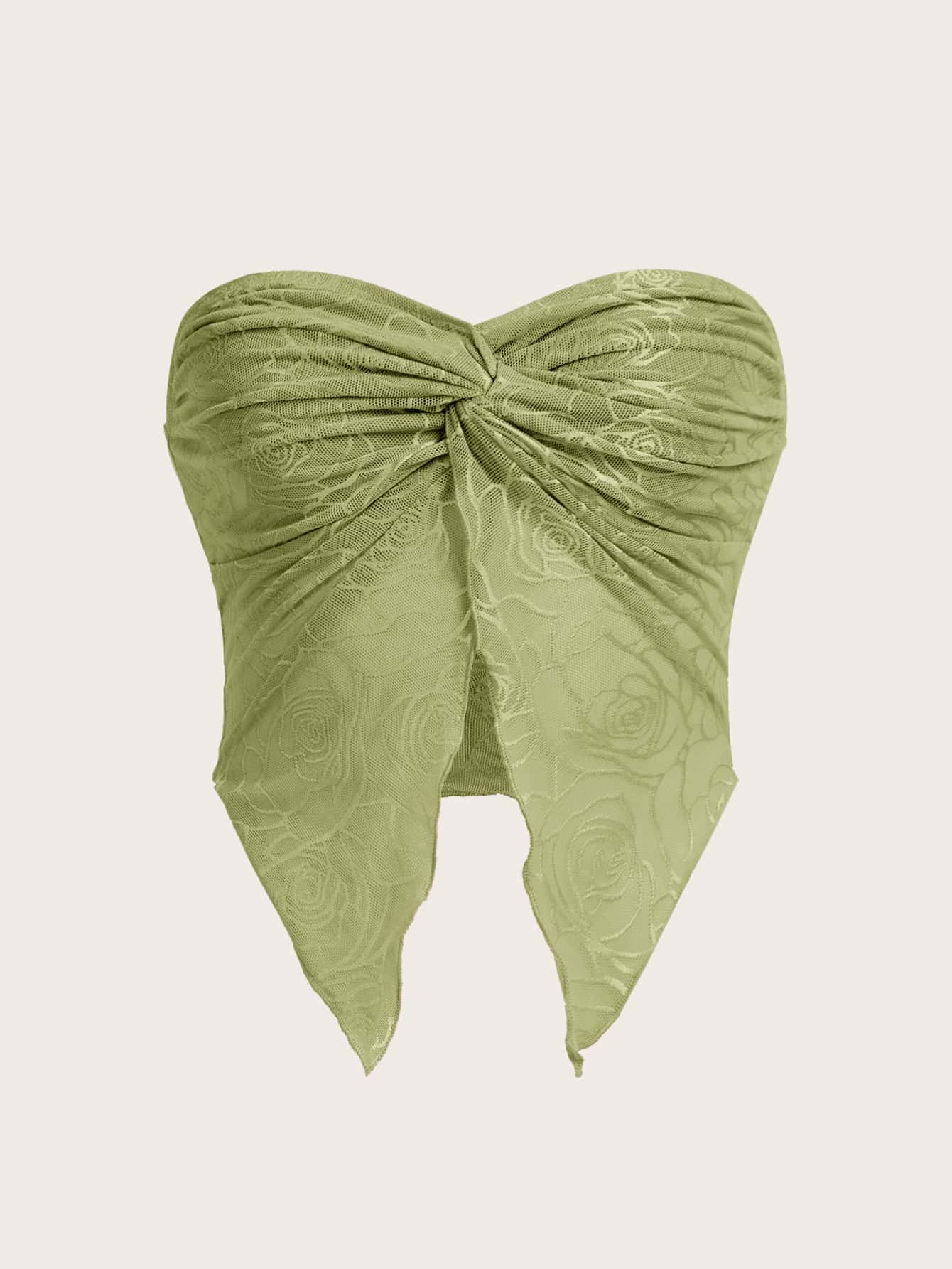 Tube Top mit Twist vorne, asymmetrischem Saum,