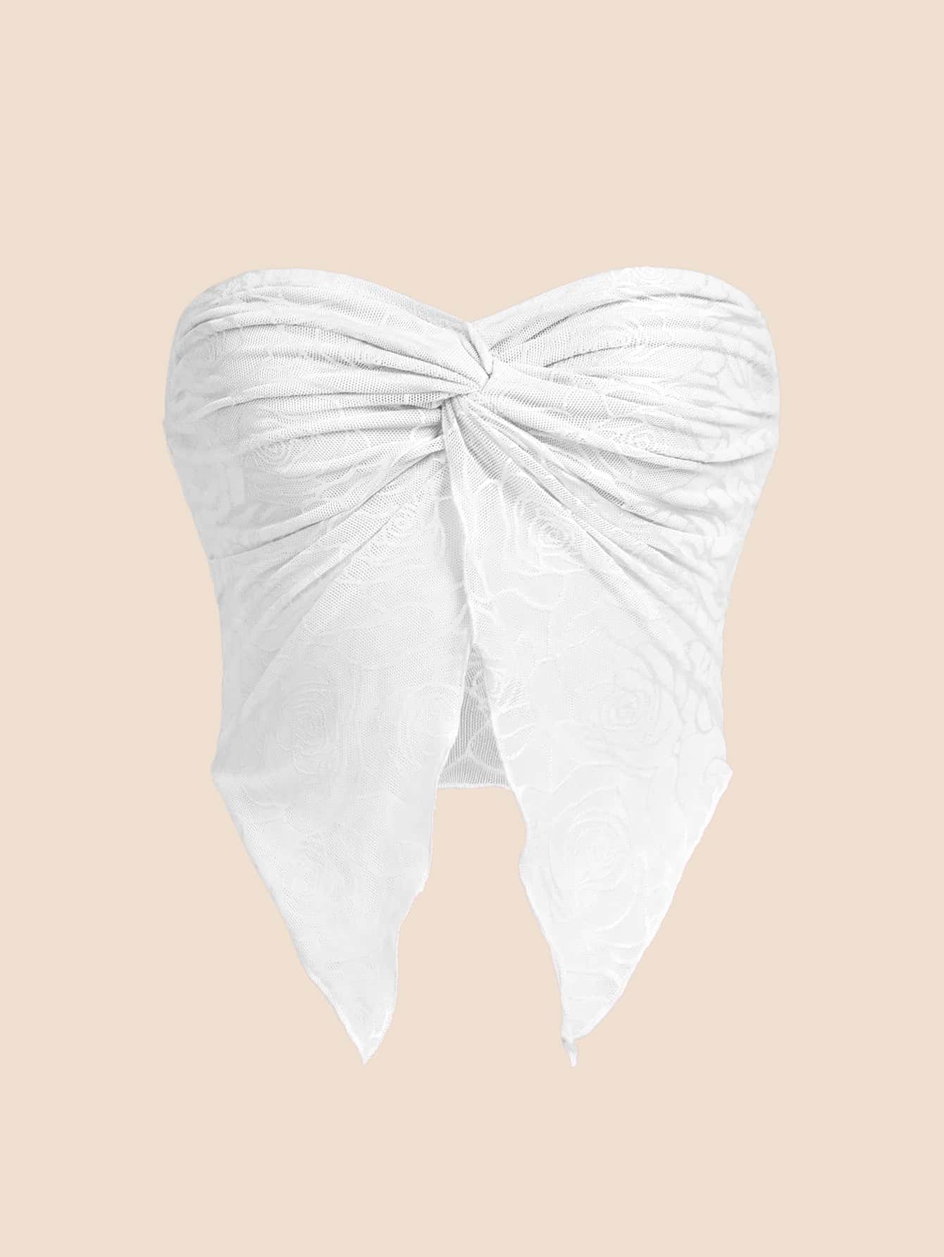 Tube Top mit Twist vorne, asymmetrischem Saum,