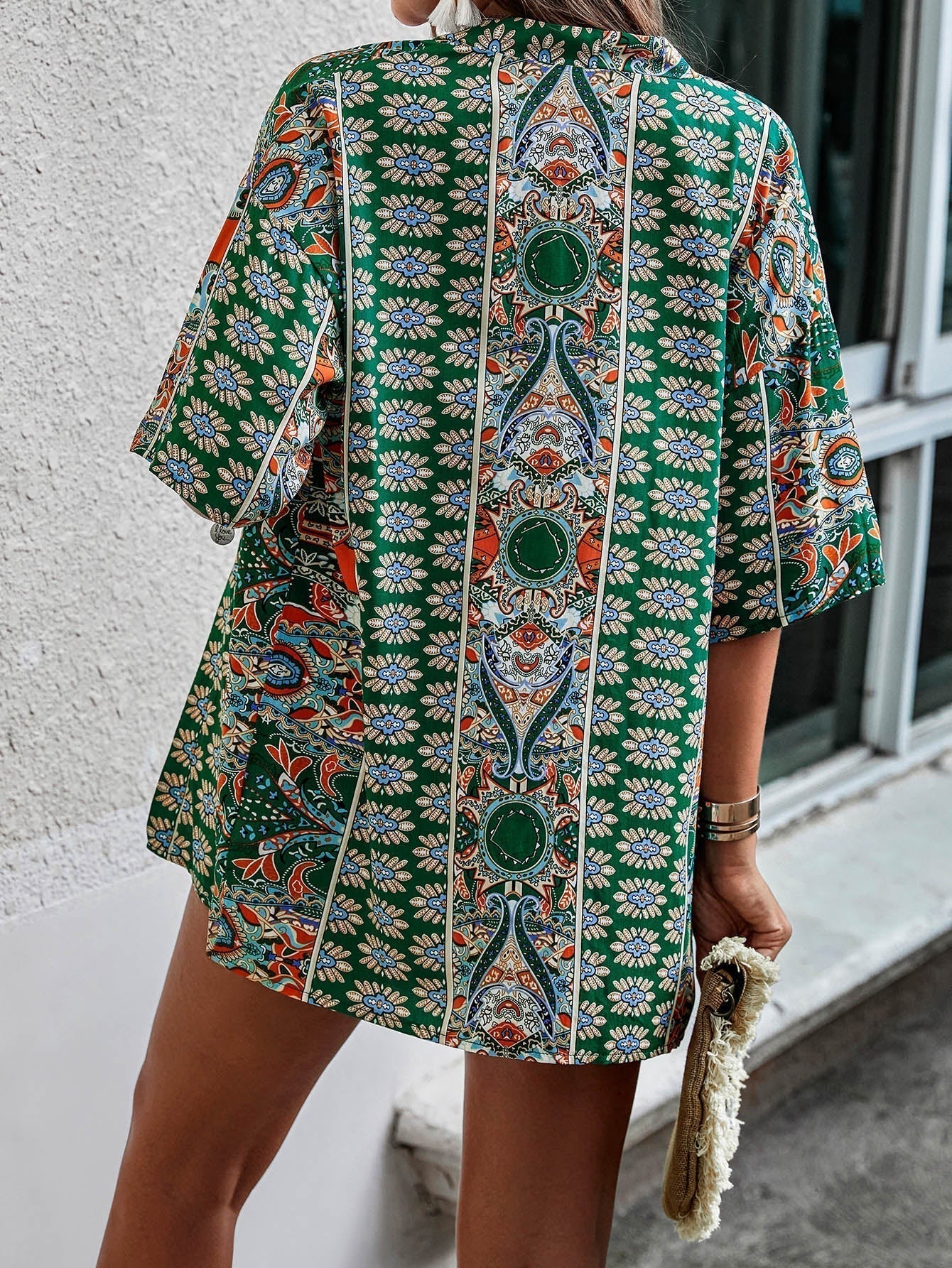 Paisley Muster, offener Front, Kimono & Shorts Set ohne Tube Top