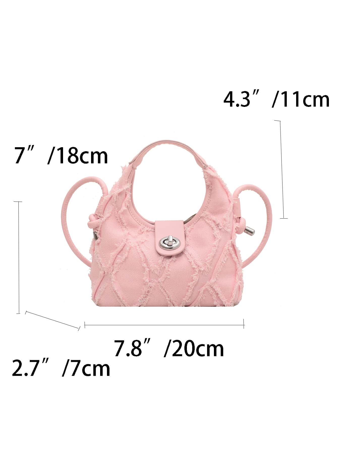 Hobo Tasche mit Mini unbearbeitetem Saum, Drehverschluss