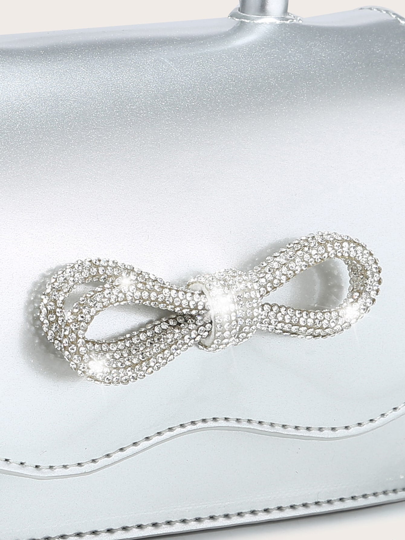 Quadratische Tasche mit Mini Strass, & Schleife Dekor, PU Klappe, für Täglich