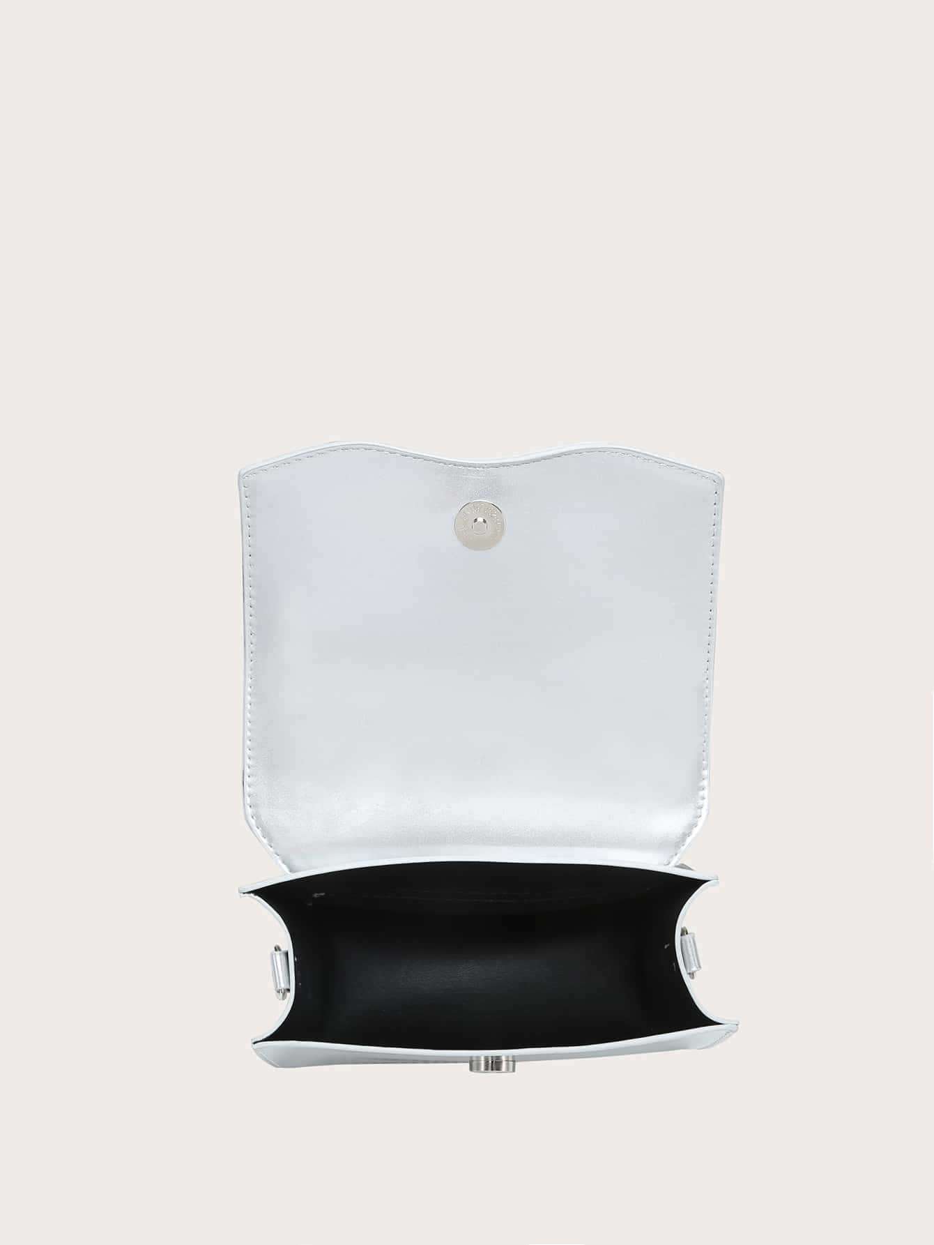 Quadratische Tasche mit Mini Strass, & Schleife Dekor, PU Klappe, für Täglich