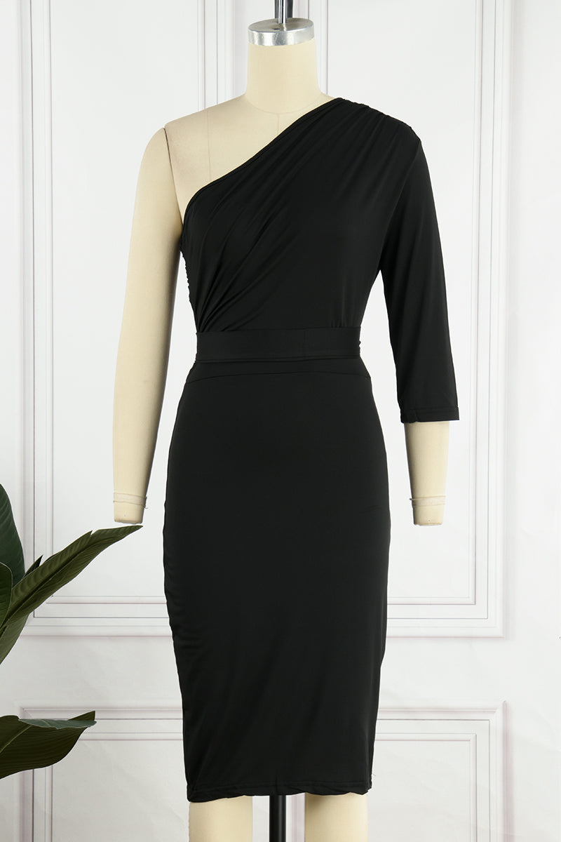 Sexy Solid Patchwork eine Schulter Bleistiftrock Kleider (50% RABATT)