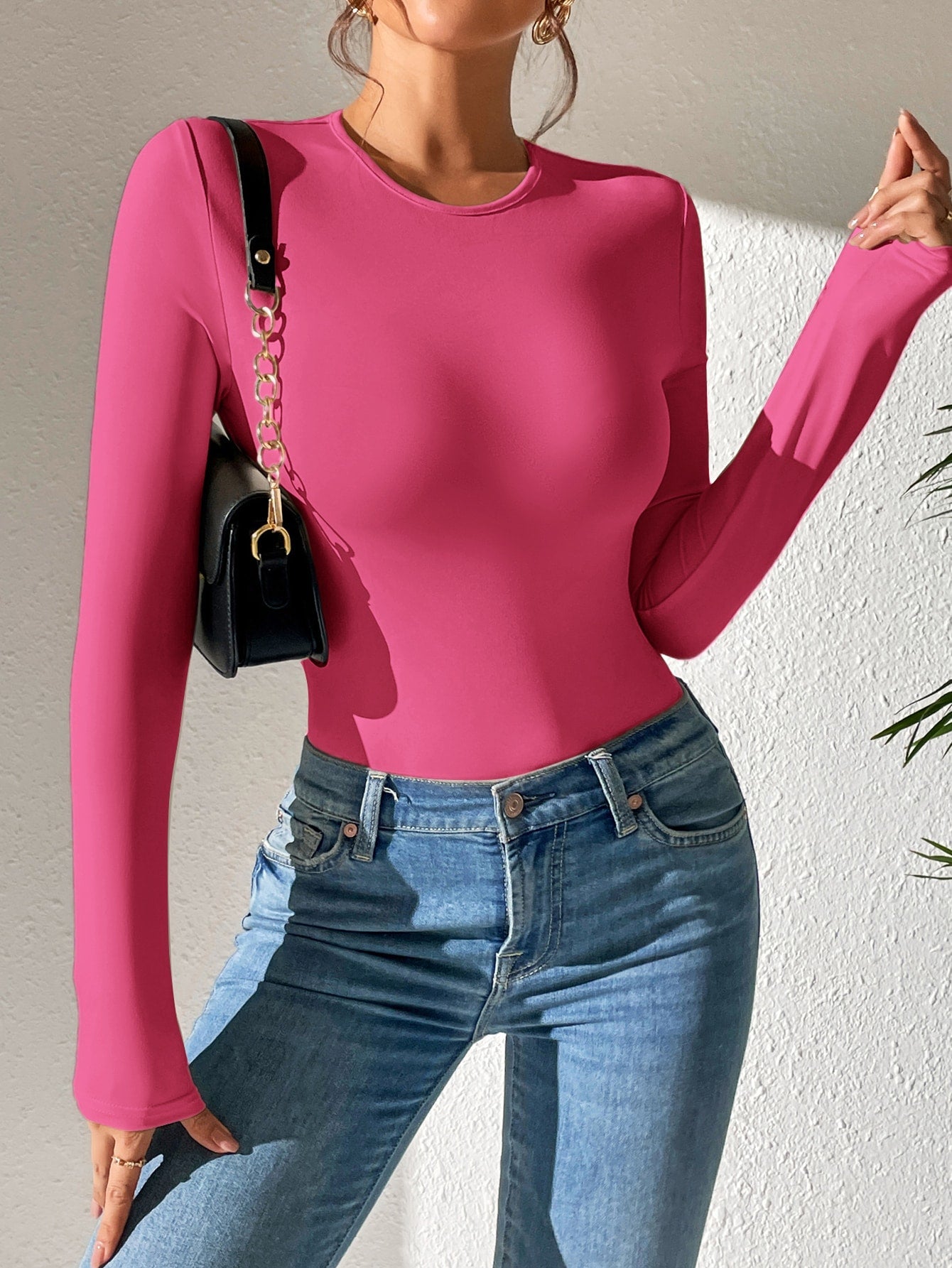 T-Shirt Body mit schmaler Passform, rundem Kragen,