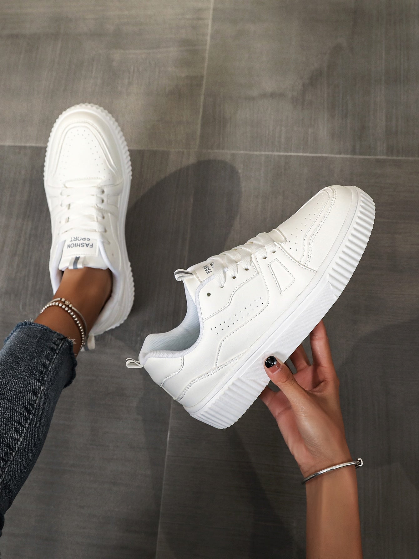 Frauen Skater Schuhe mit Buchstaben Grafik, Band vorne, lässig sportlich Outdoor