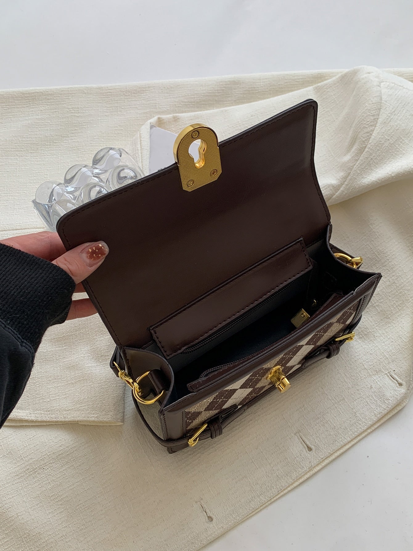 Quadratische Tasche mit Mini Argyle Muster