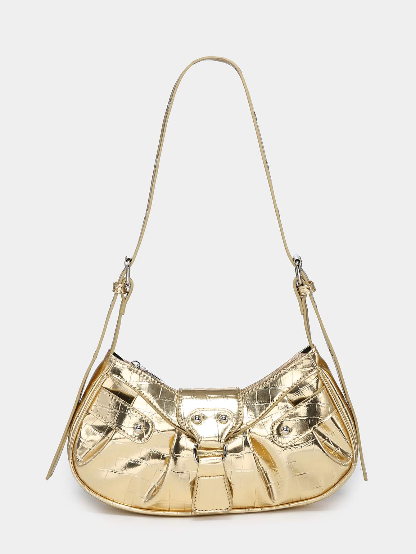 Geraffte Tasche mit Nieten Dekor