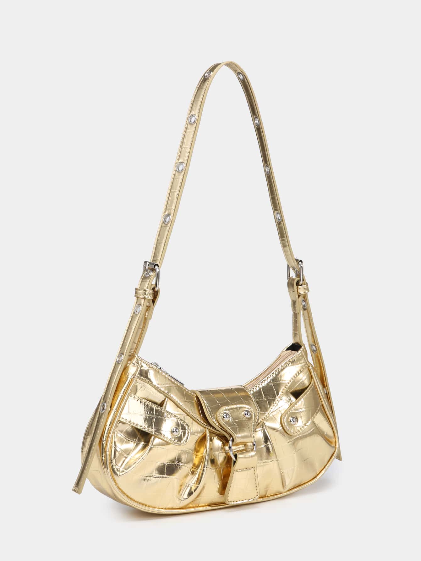 Geraffte Tasche mit Nieten Dekor