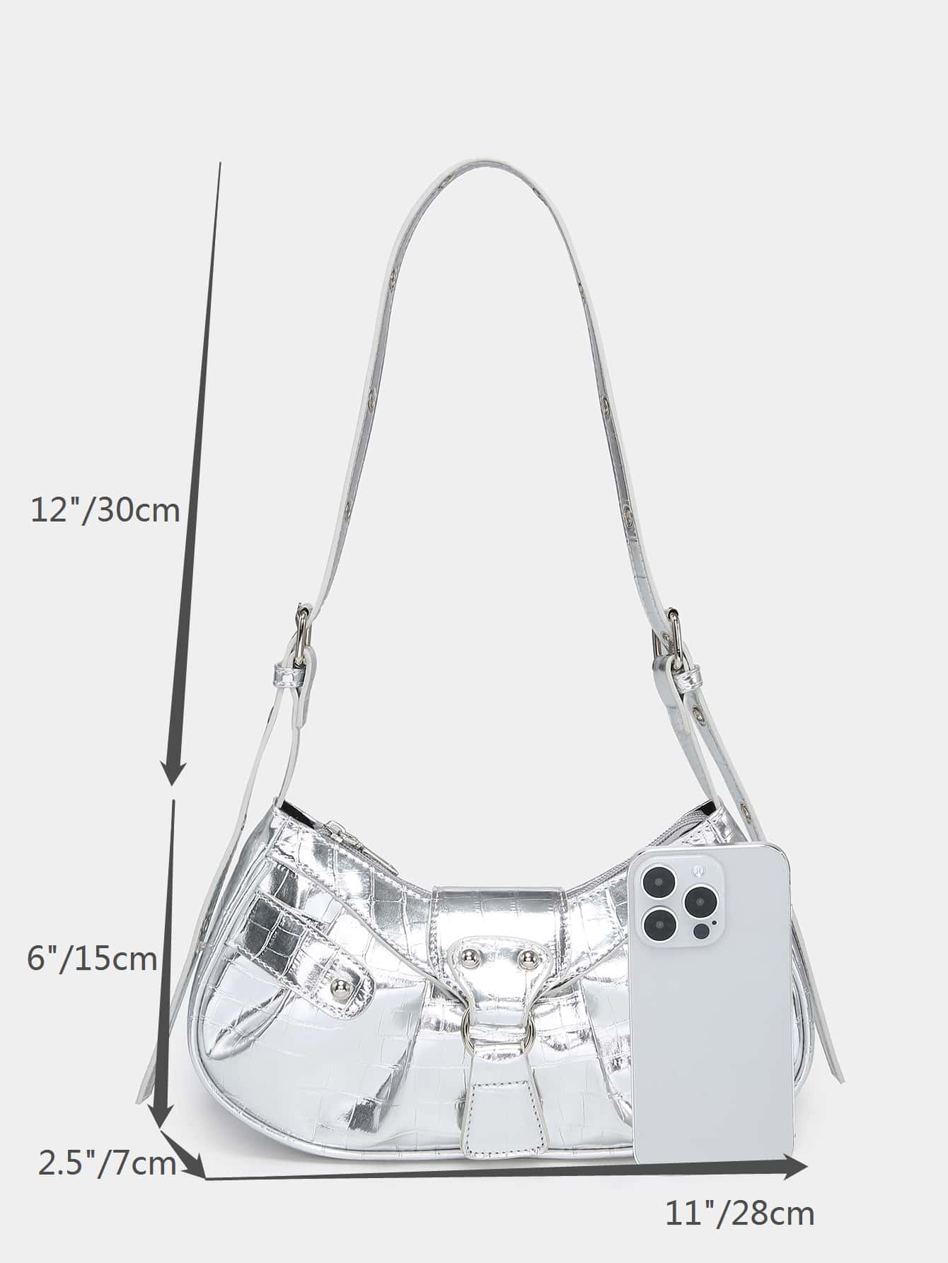 Geraffte Tasche mit Nieten Dekor