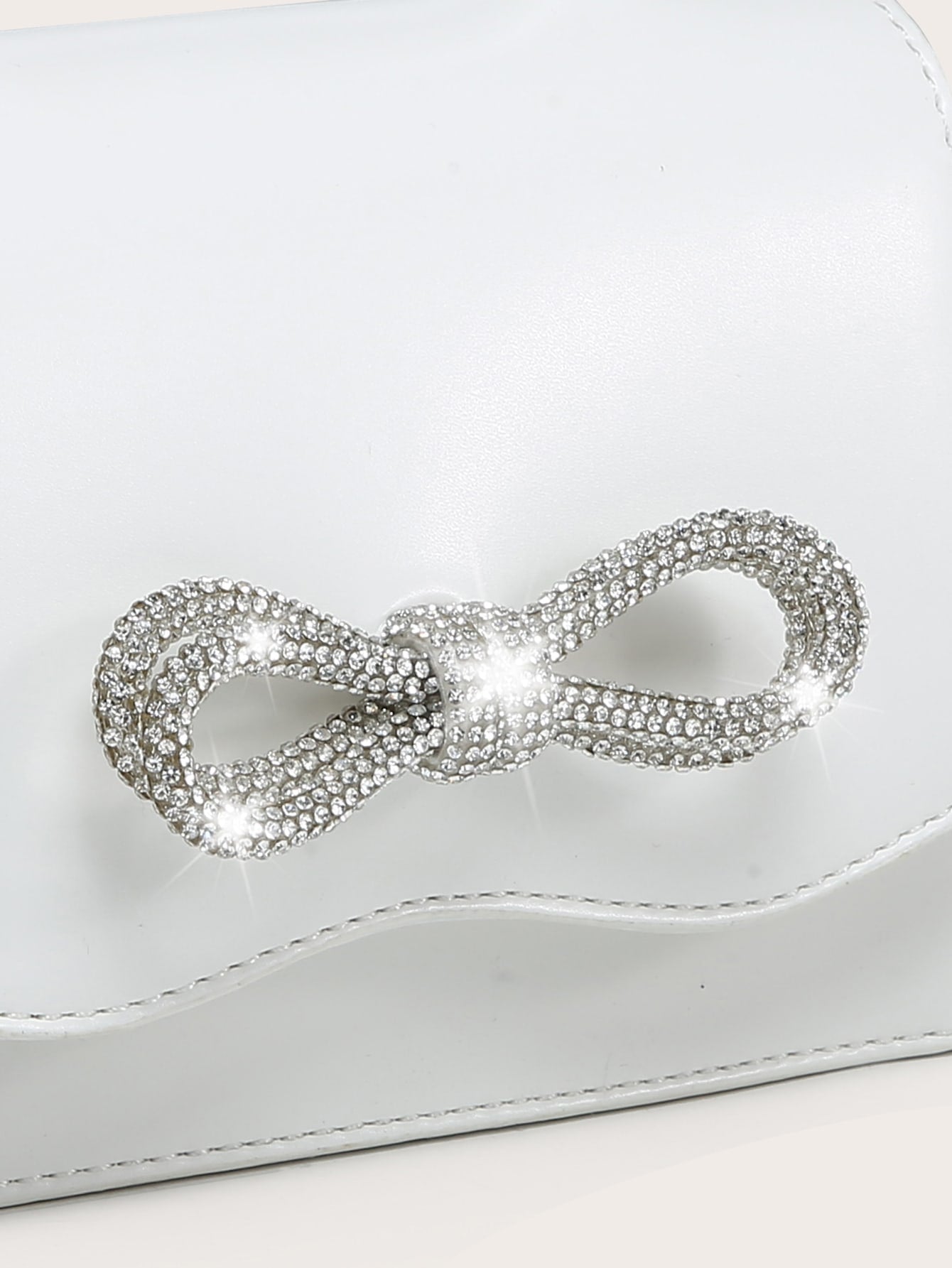 Quadratische Tasche mit Mini Strass, & Schleife Dekor, PU Klappe, für Täglich