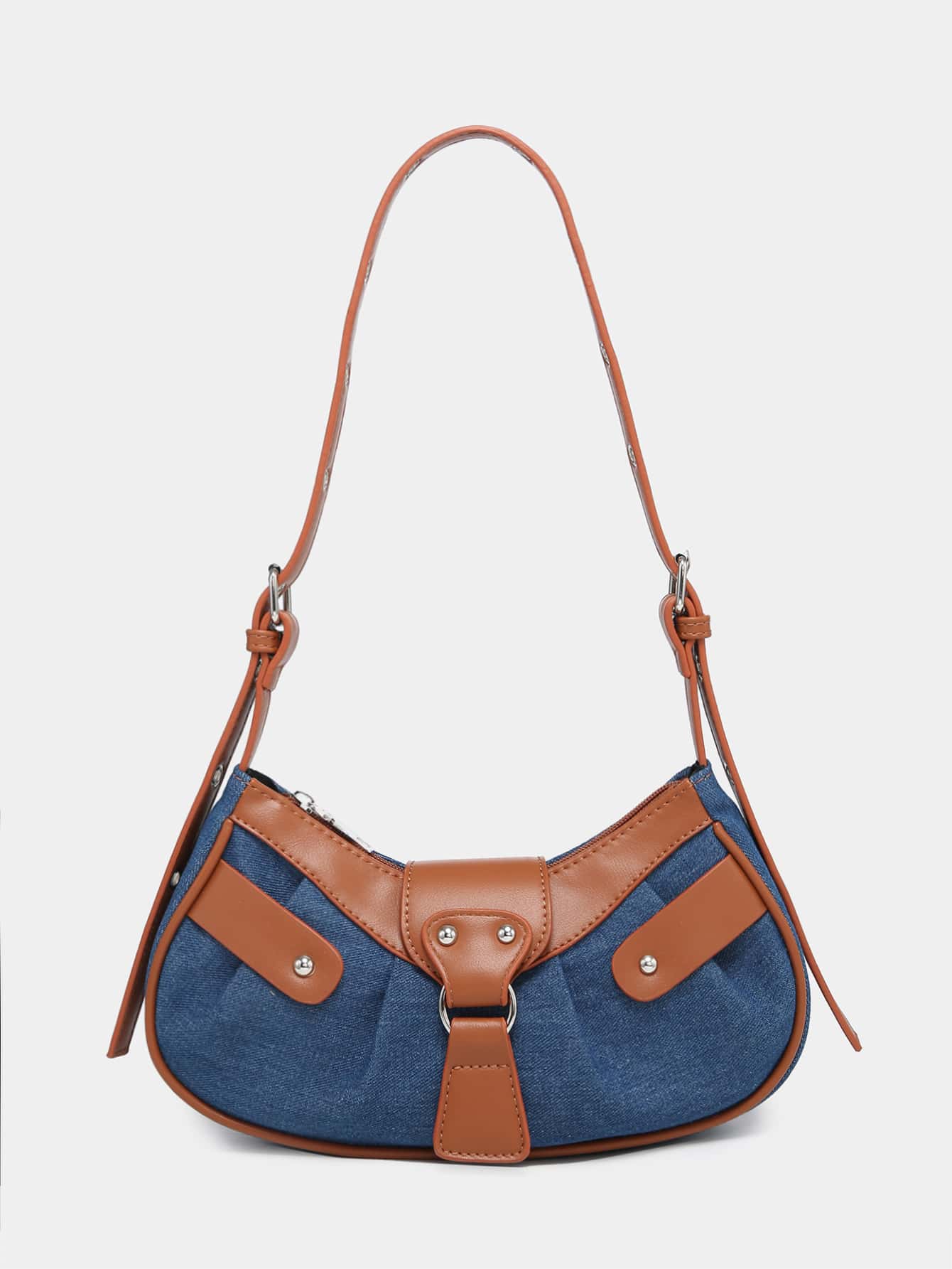 Geraffte Tasche mit Nieten Dekor