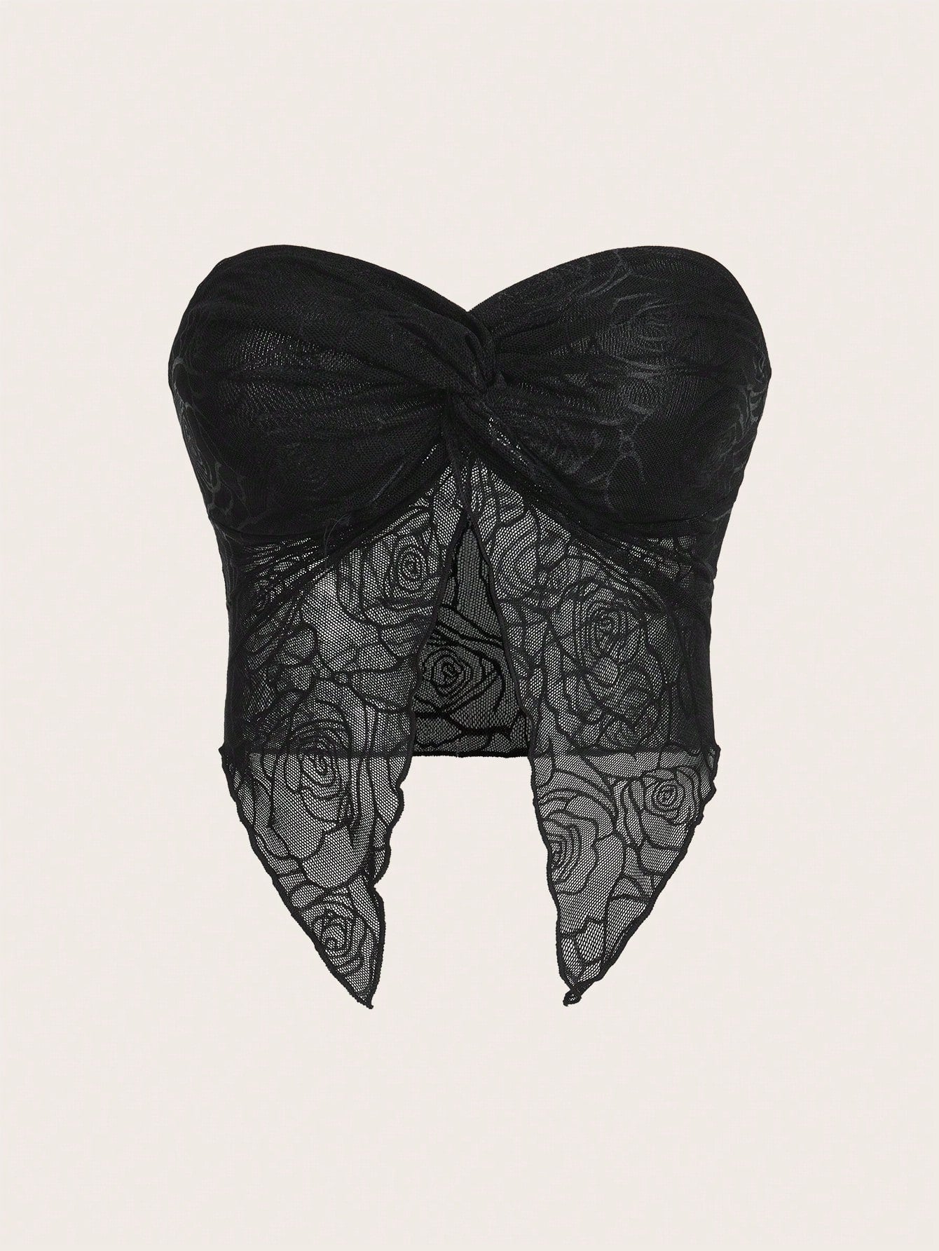 Tube Top mit Twist vorne, asymmetrischem Saum,