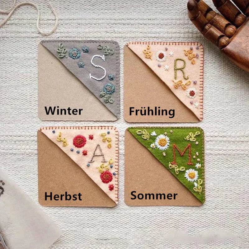 40% RABATT | Personalisiertes handbesticktes Eck-Lesezeichen