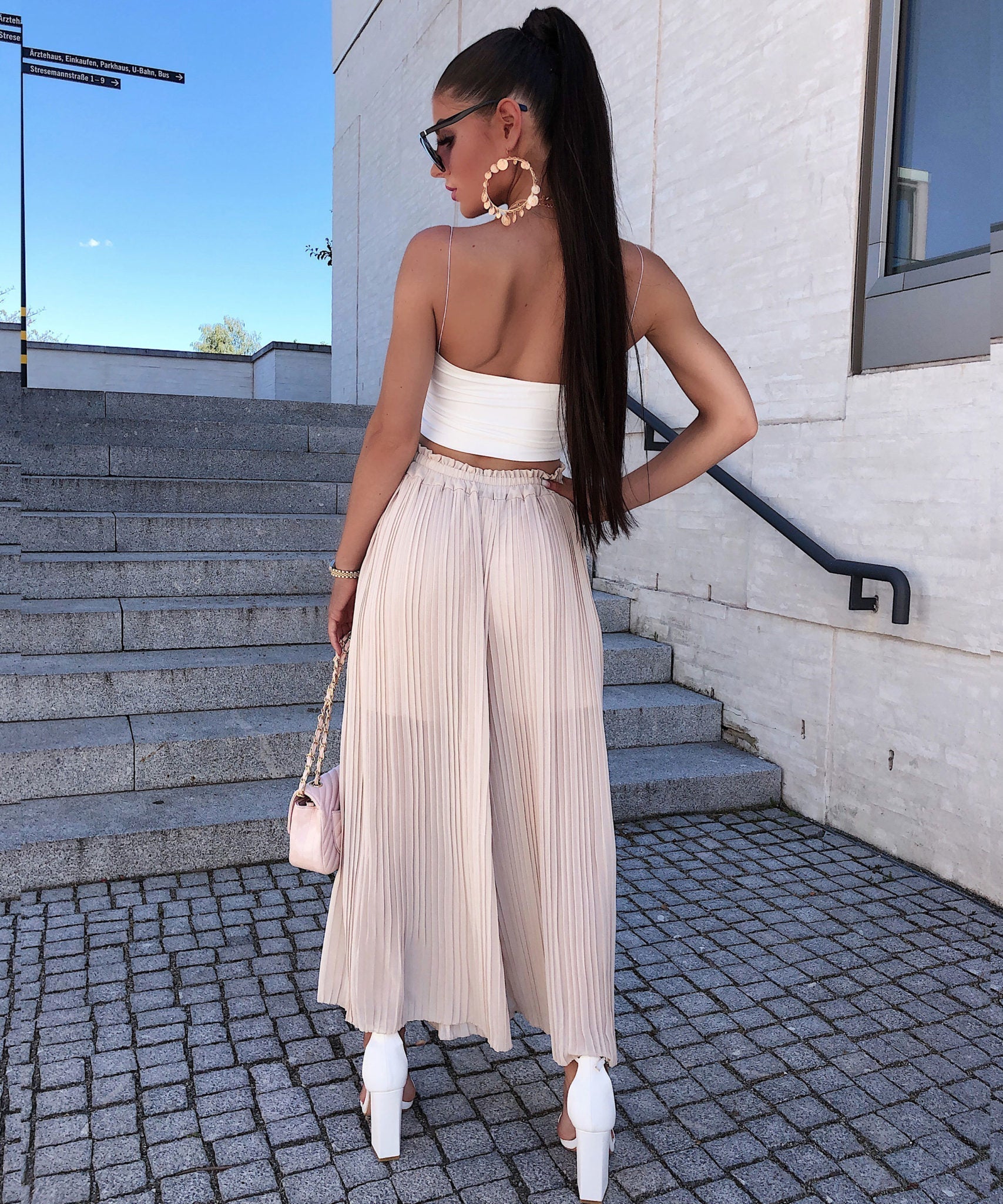 Plissee Hose Mira Beige