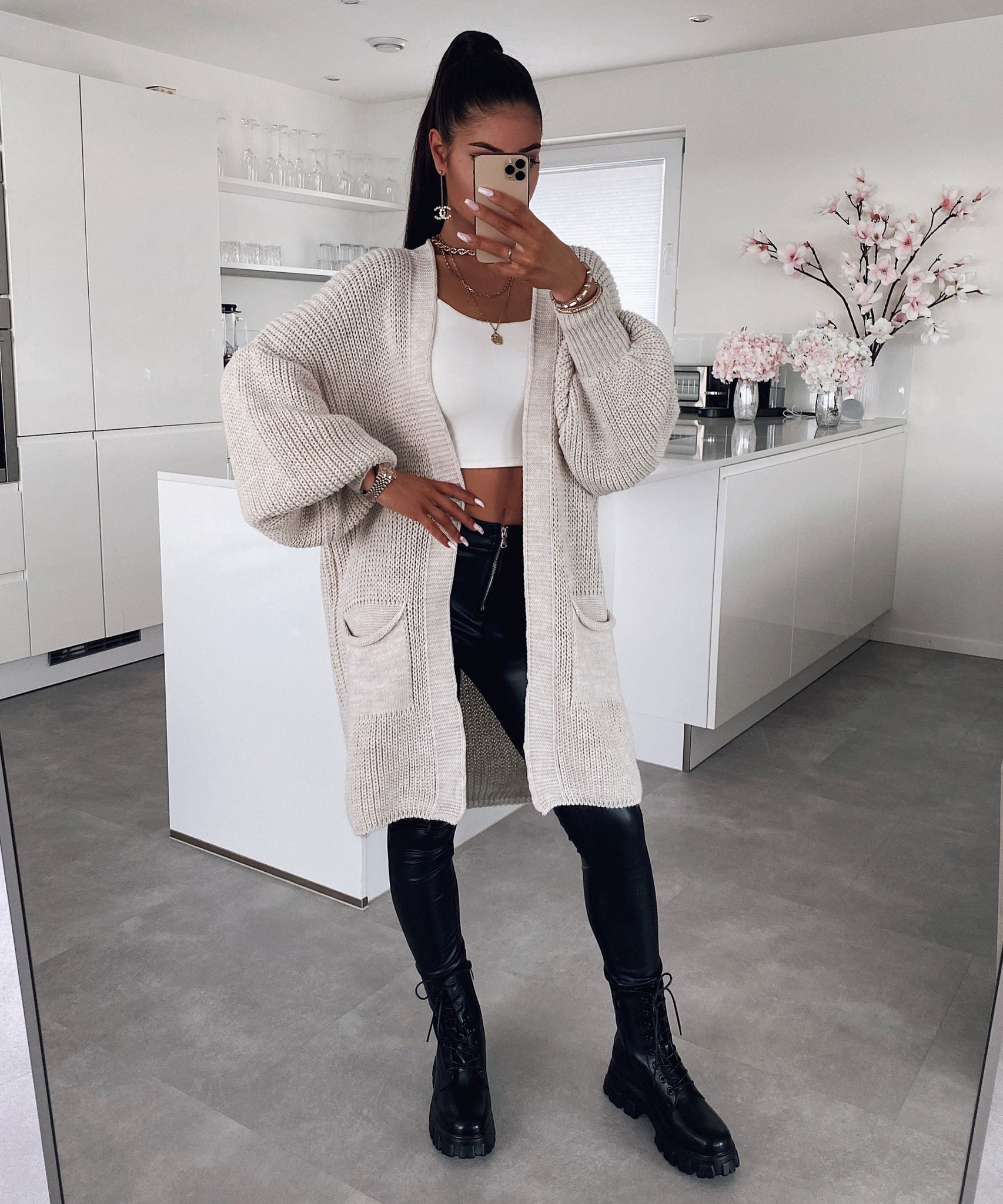 Cardigan Leilani Kurz Beige