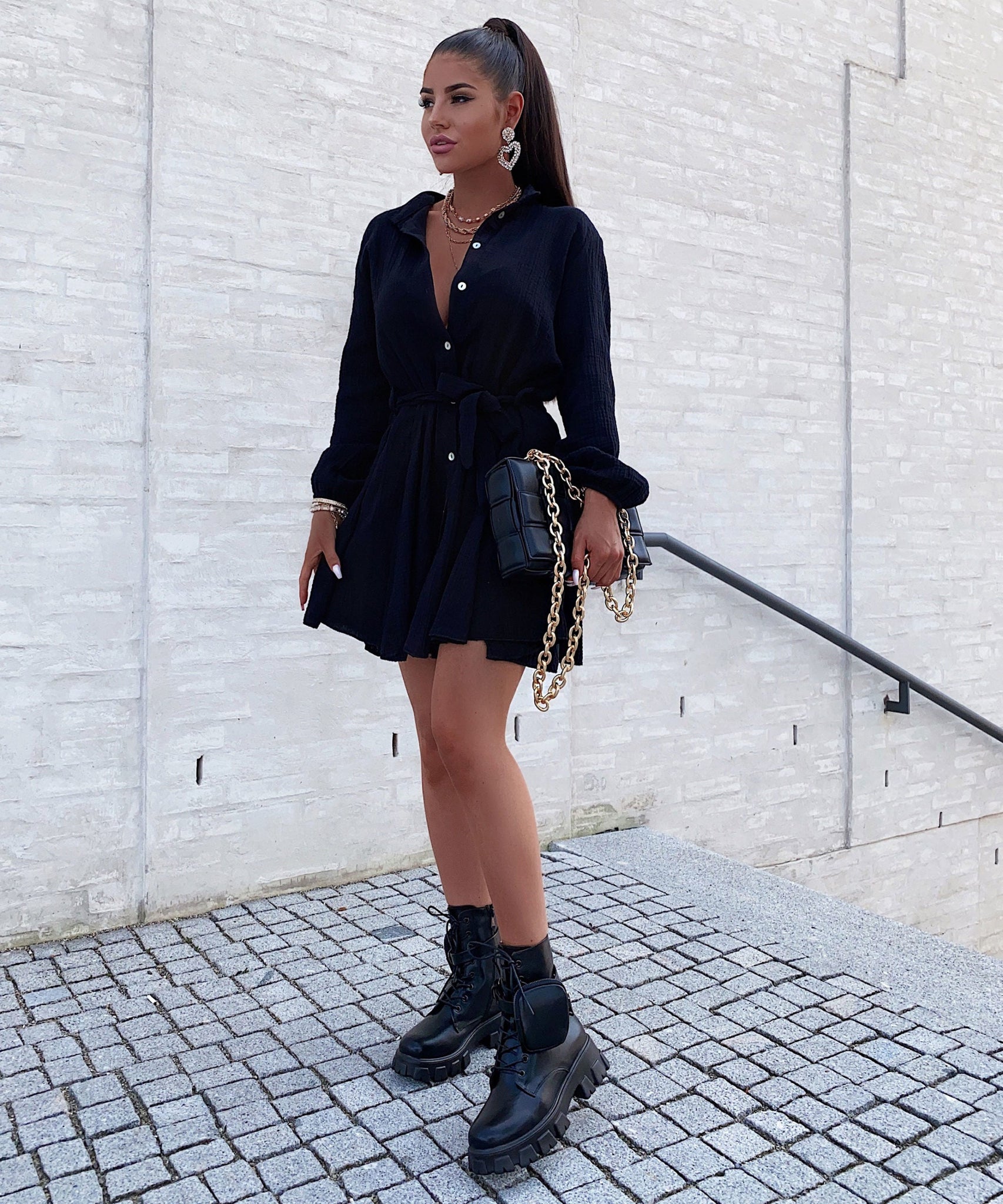 Musselin Kleid Daisy Schwarz