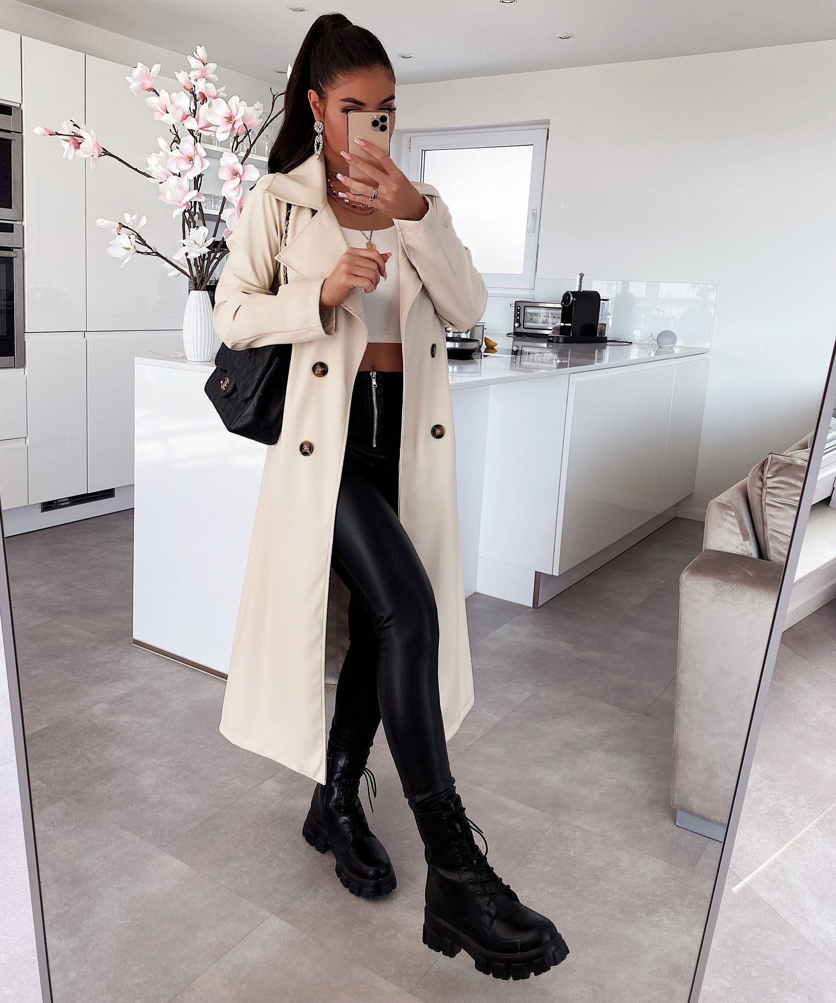 Ledermantel Harlow Spring Beige