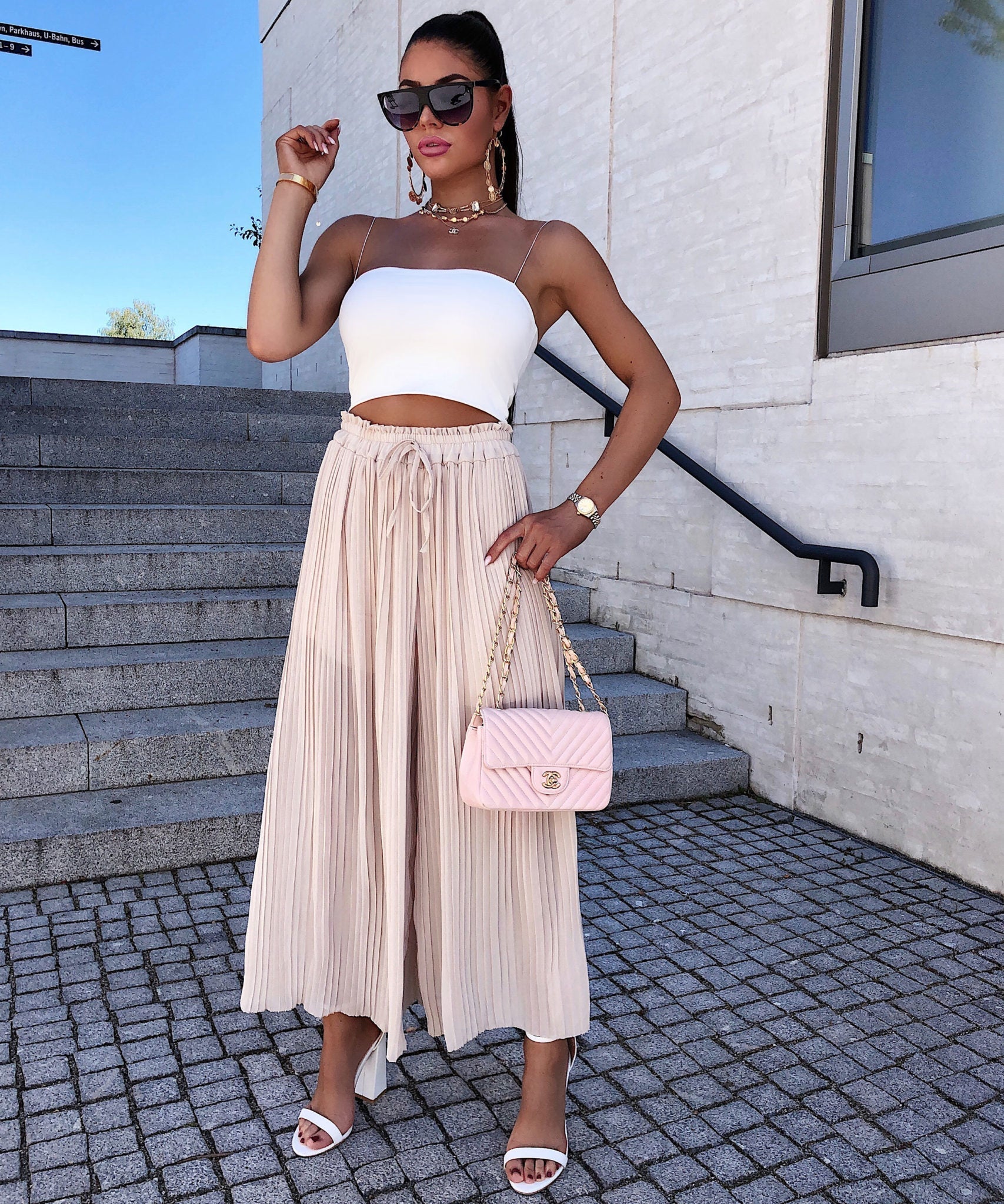 Plissee Hose Mira Beige