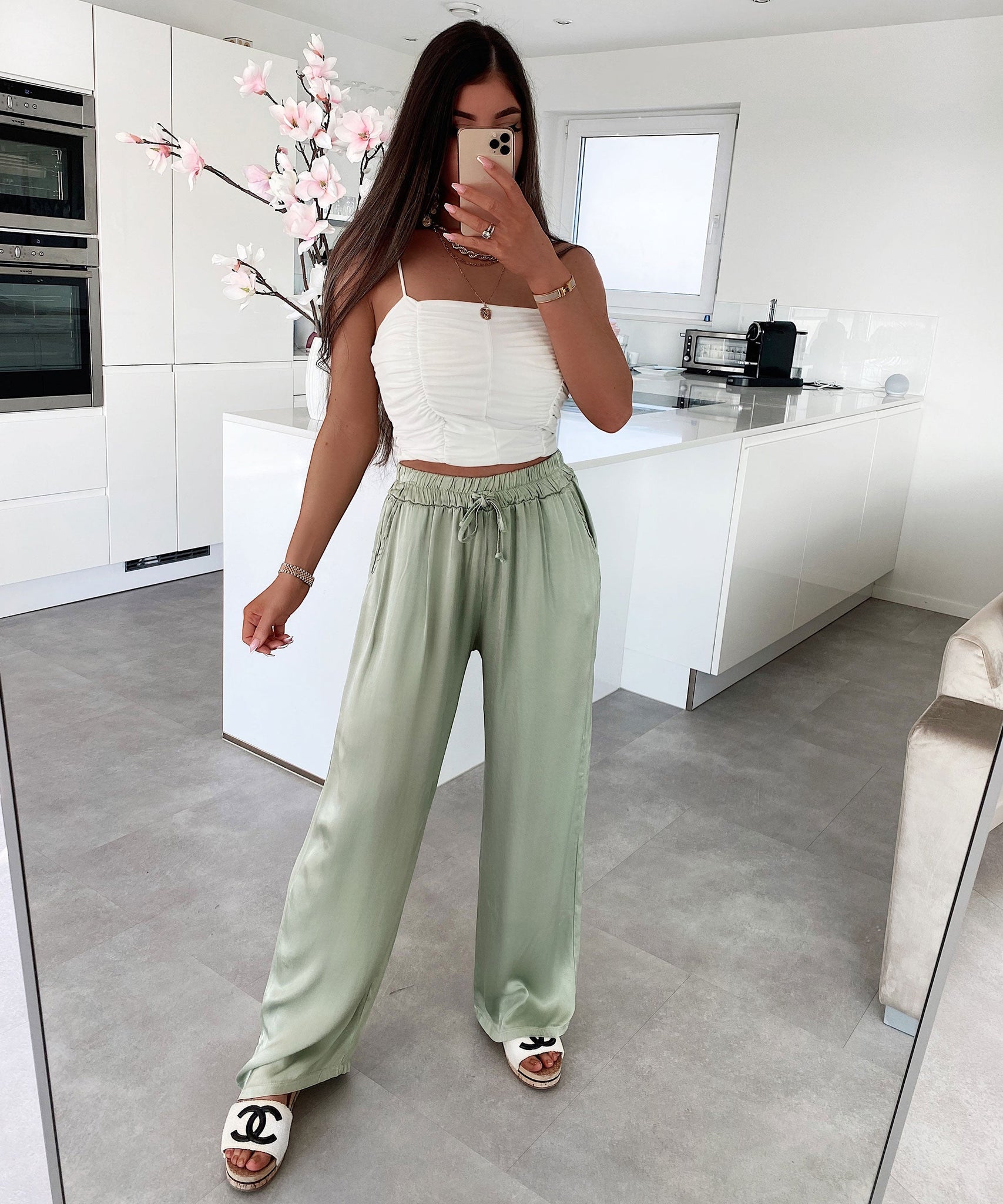 Satin Hose Alisa Khaki