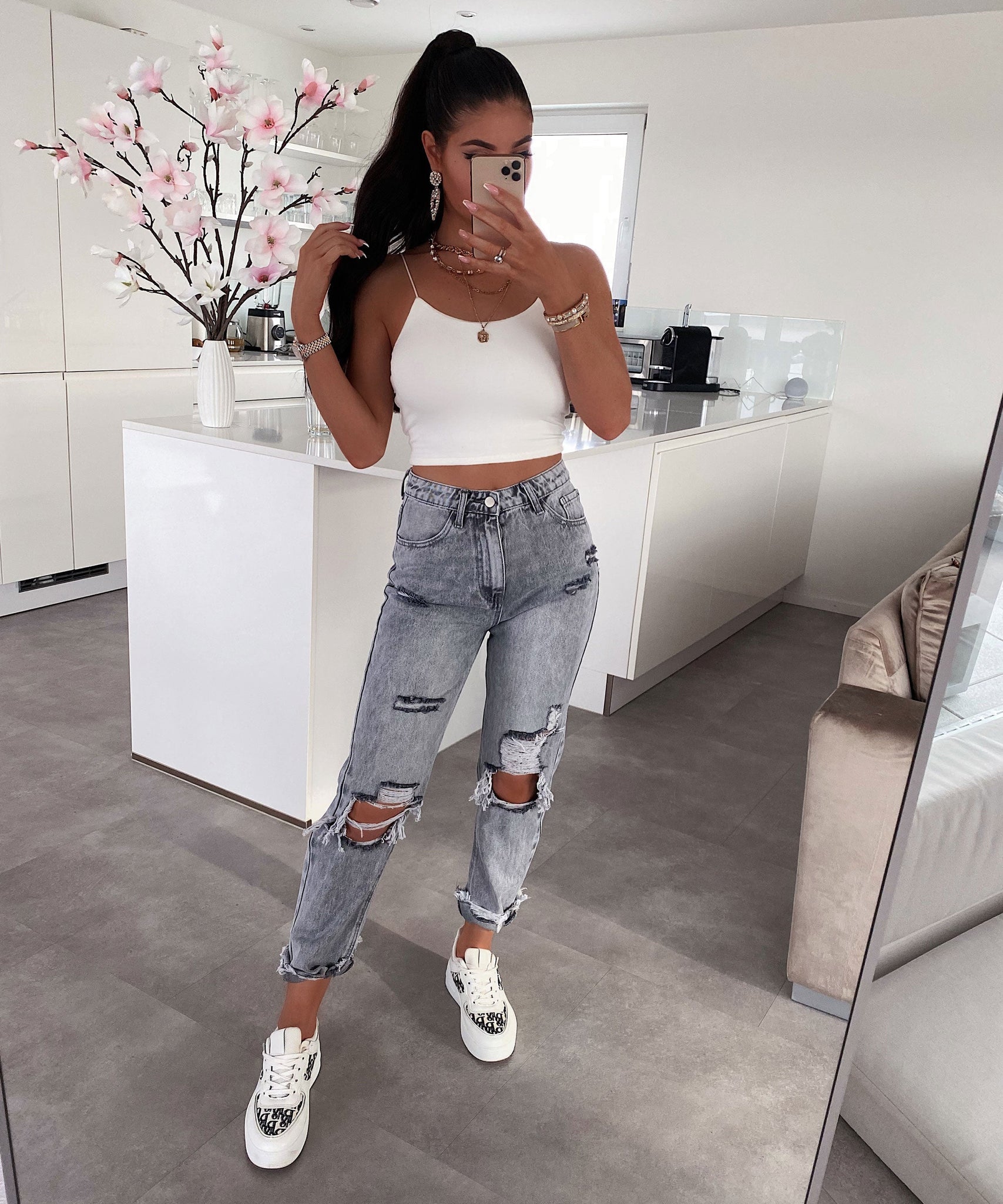 Mum-Jeans Paris Grau